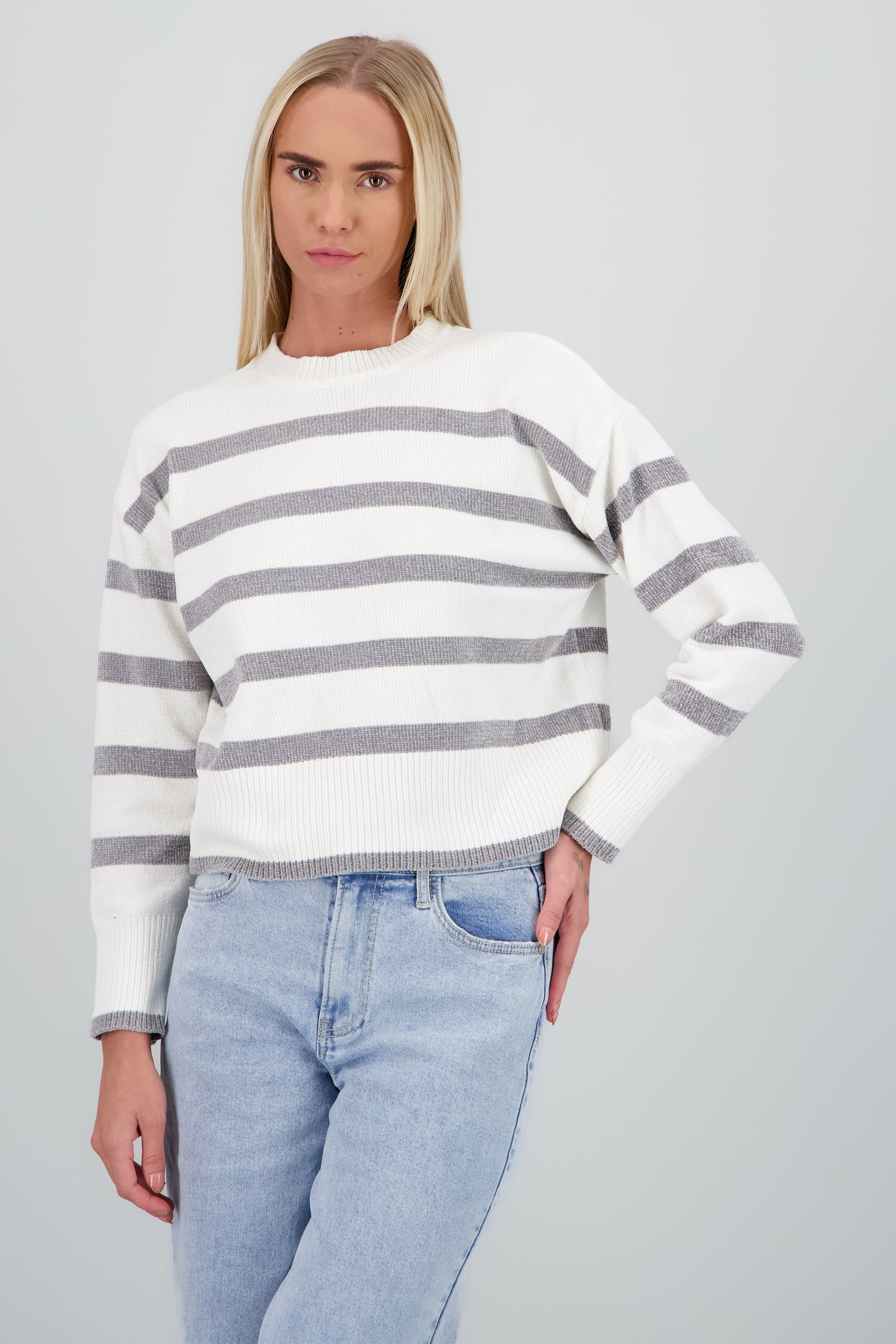 Sueter rayas tacto super suave HUESO COMBO