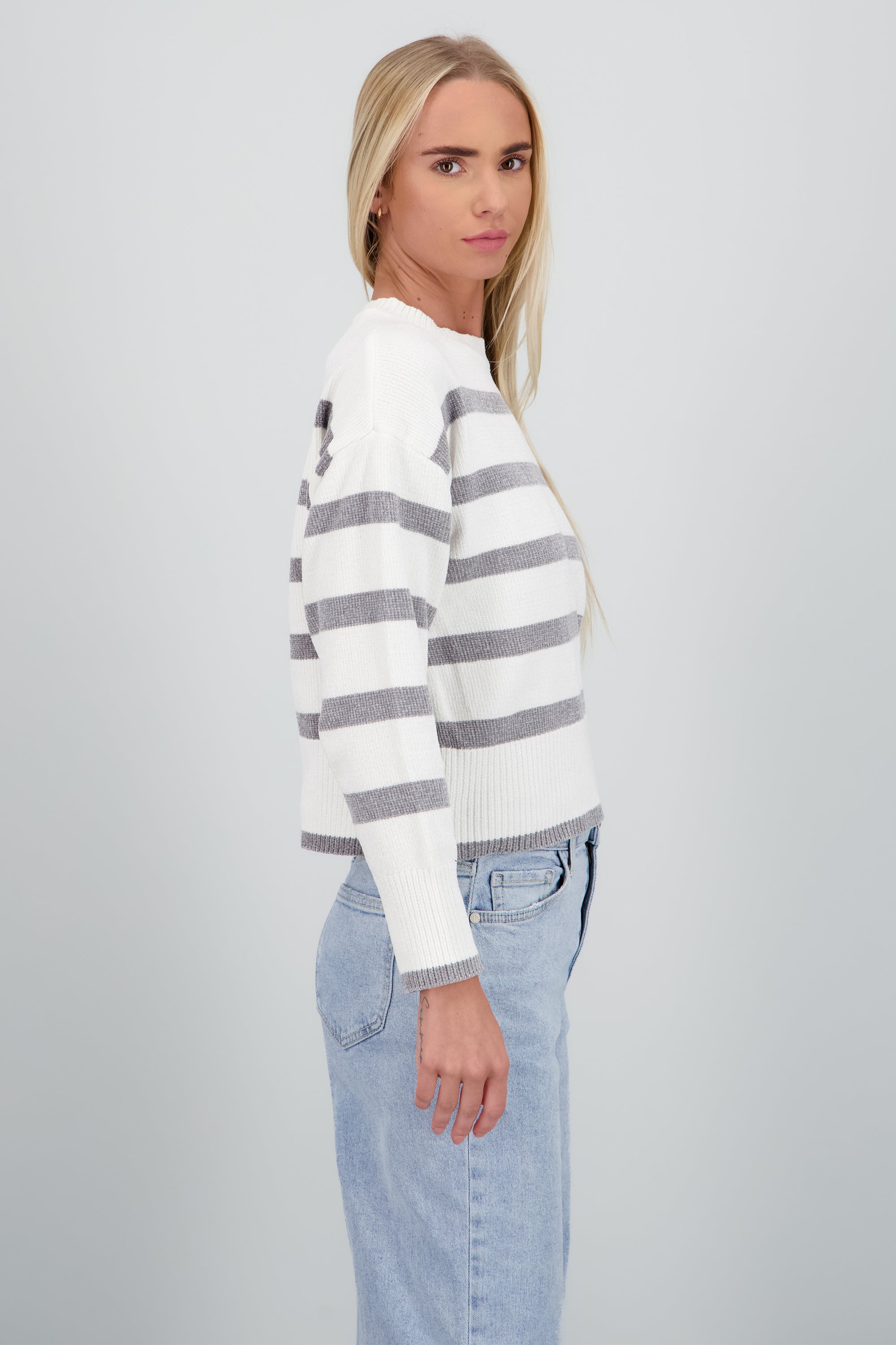 Sueter rayas tacto super suave HUESO COMBO