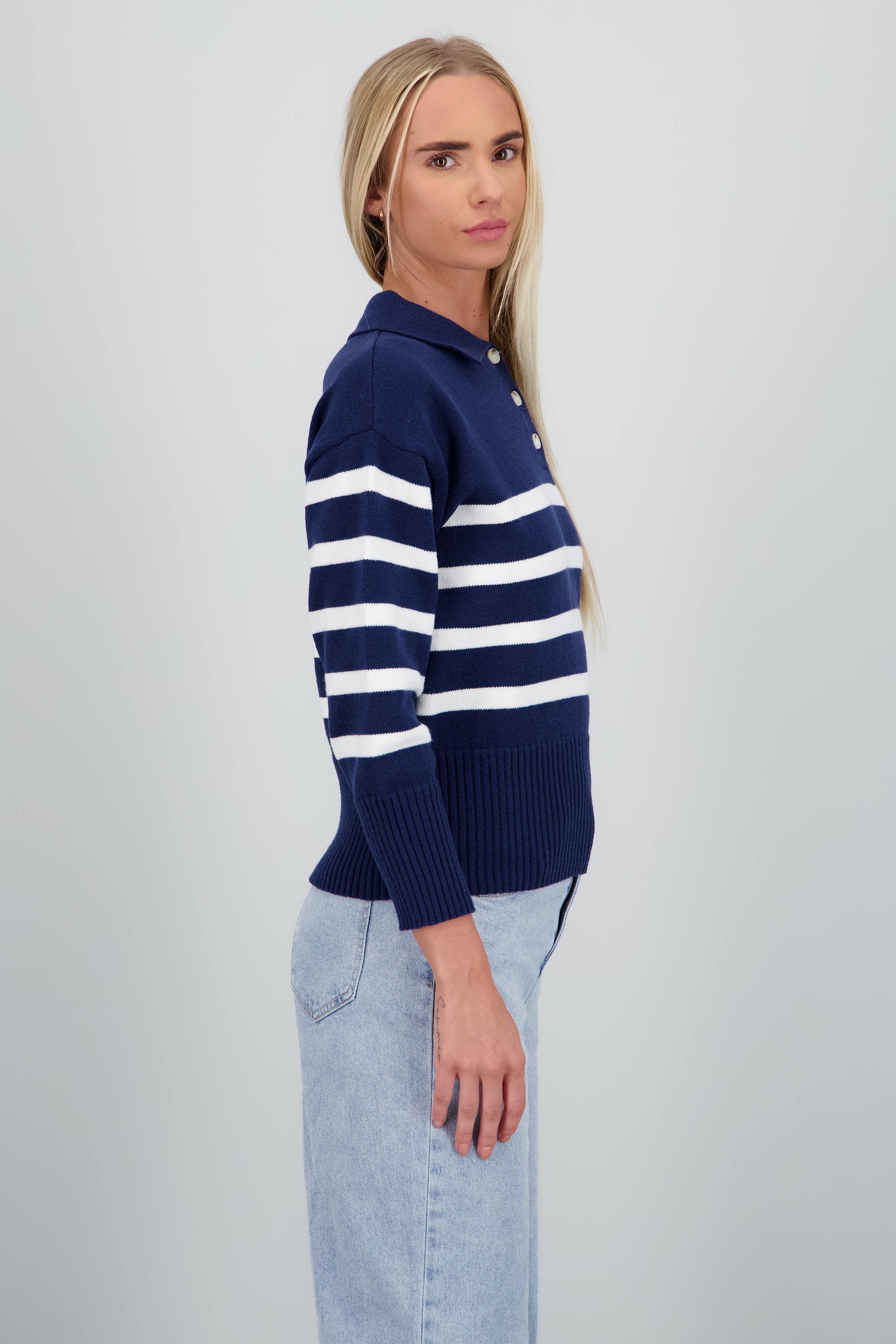 Sueter polo rayas con detalle de botones MARINO COMBO