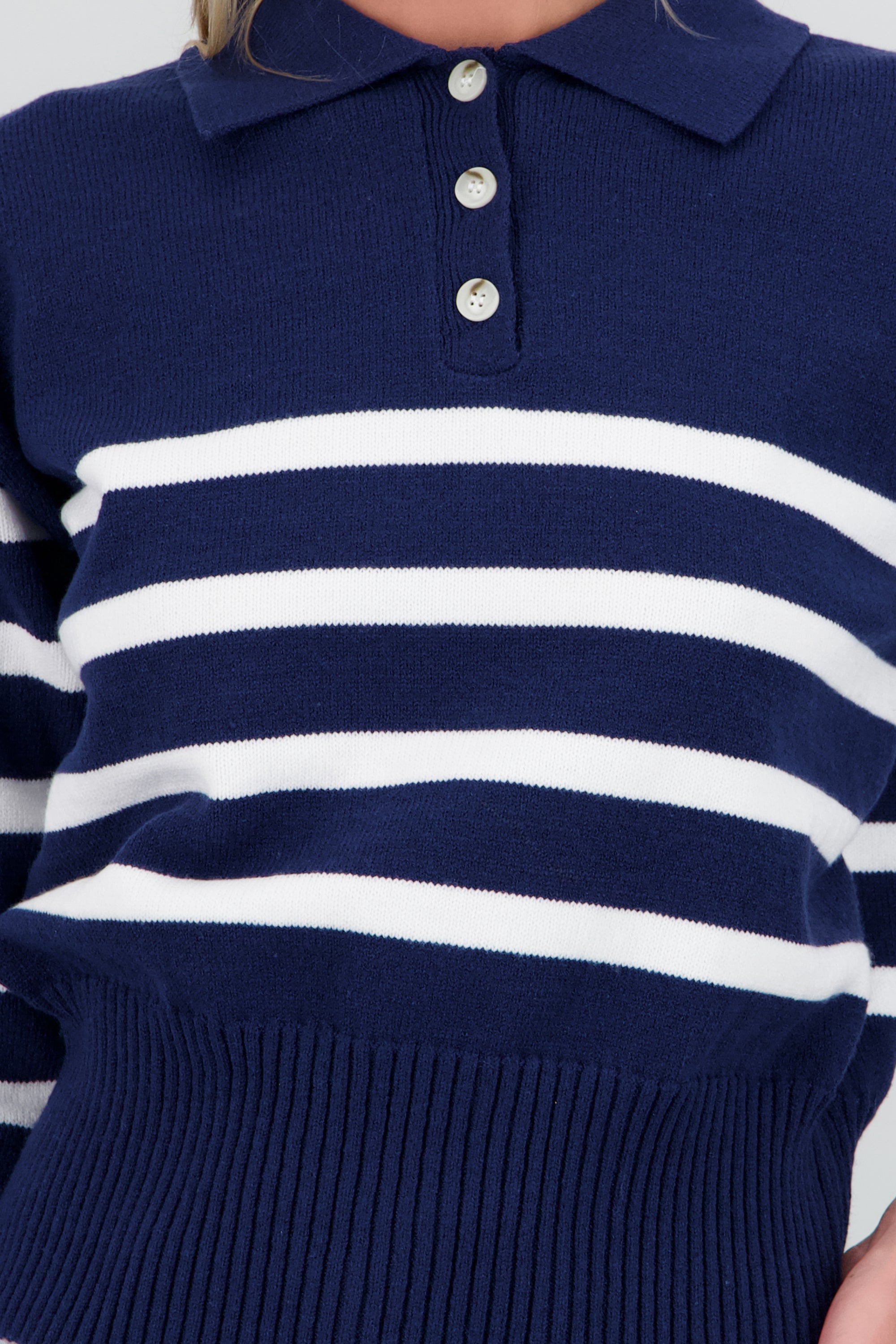 Sueter polo rayas con detalle de botones MARINO COMBO