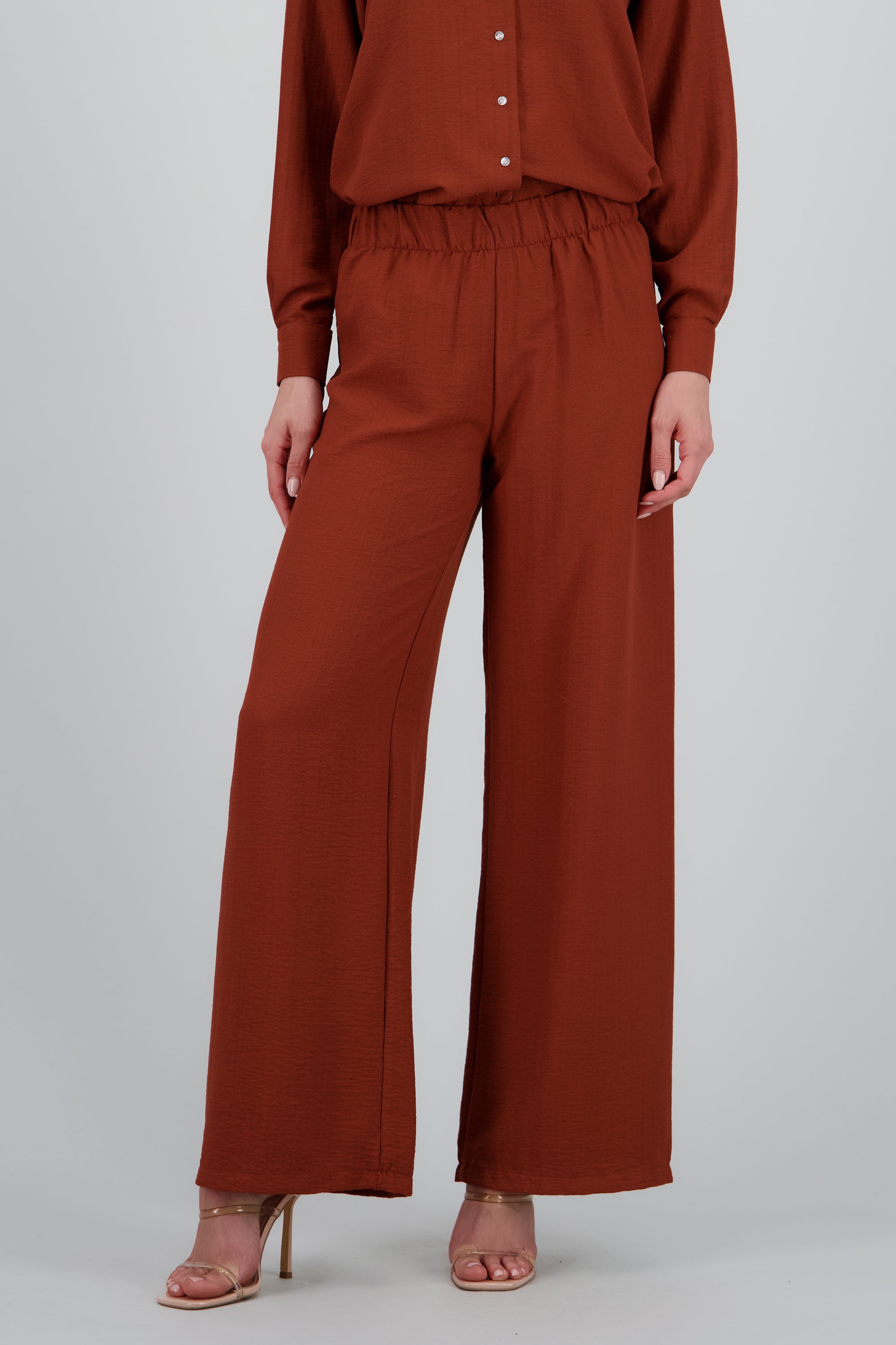 Pantalon fluido detalle textura LADRILLO