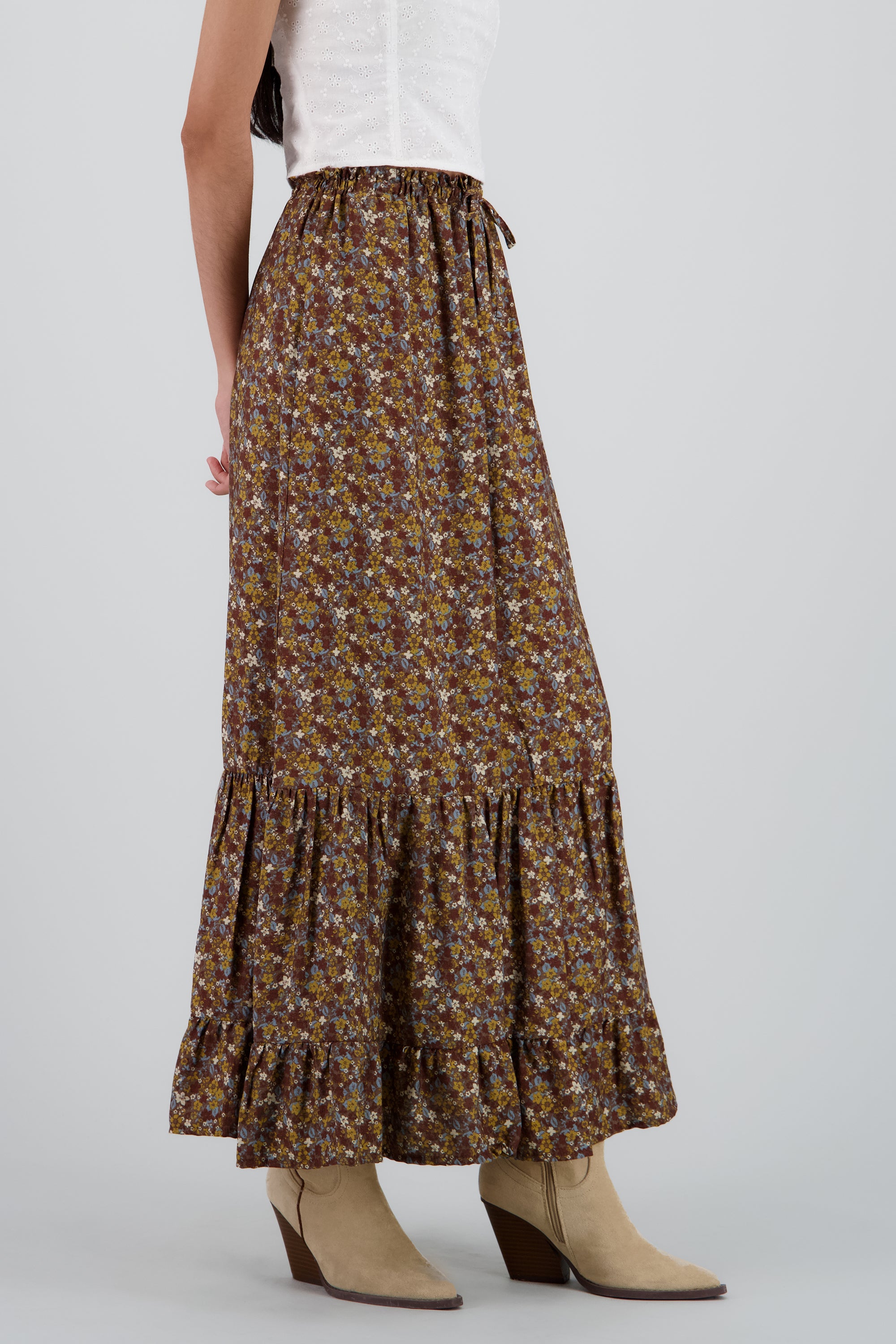 Falda maxi estampado flores CAFE COMBO