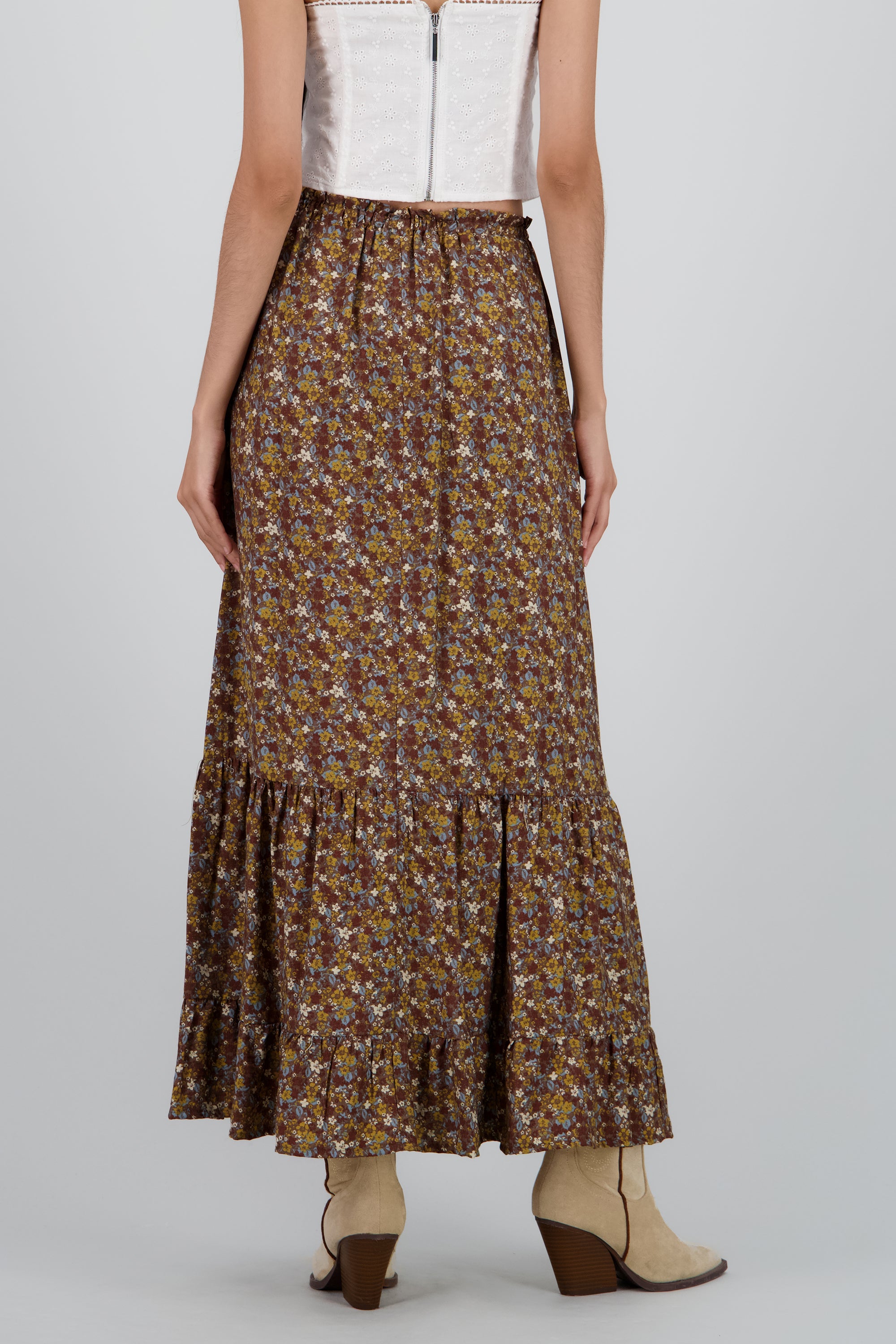 Falda maxi estampado flores CAFE COMBO