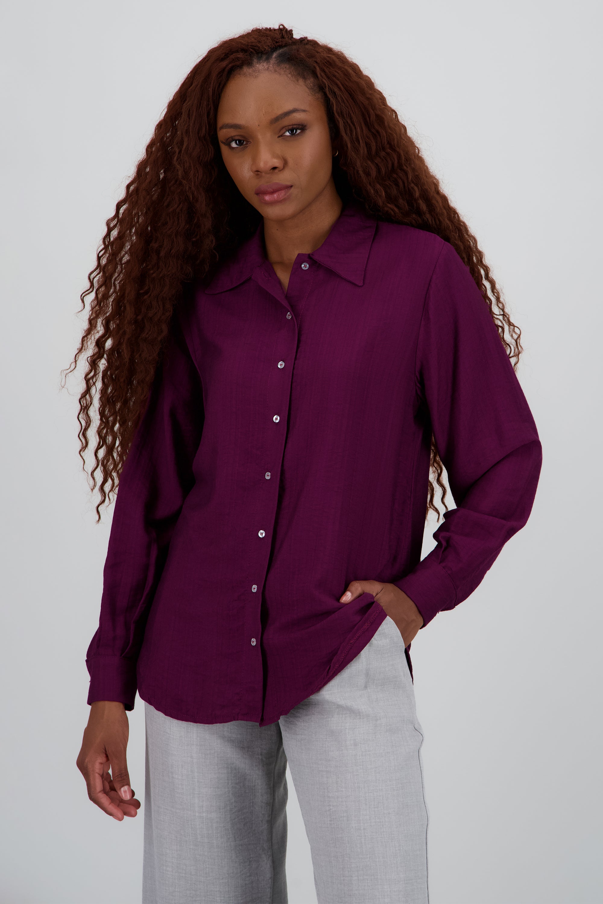 Camisa amplia lisa CIRUELA
