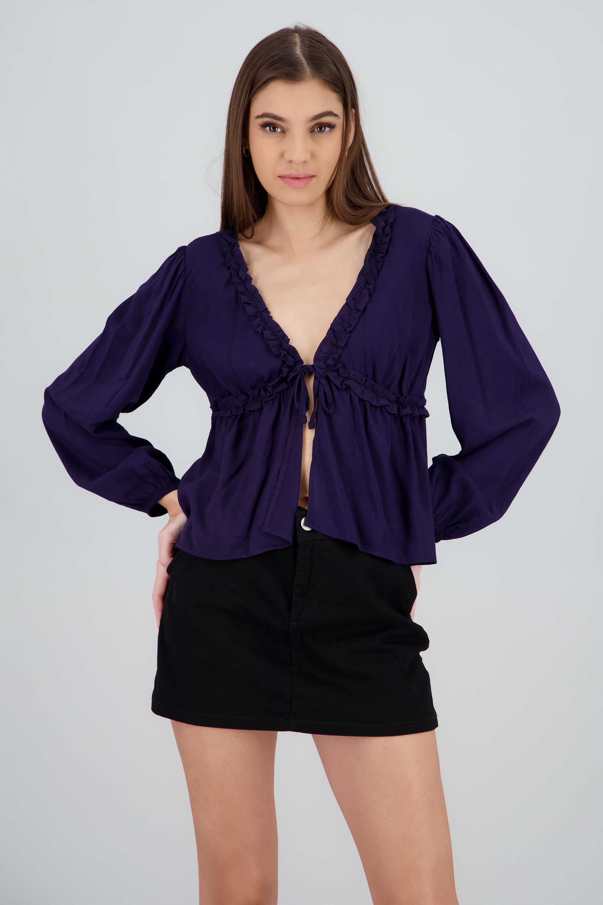 Blusa manga larga detalle olanes MARINO