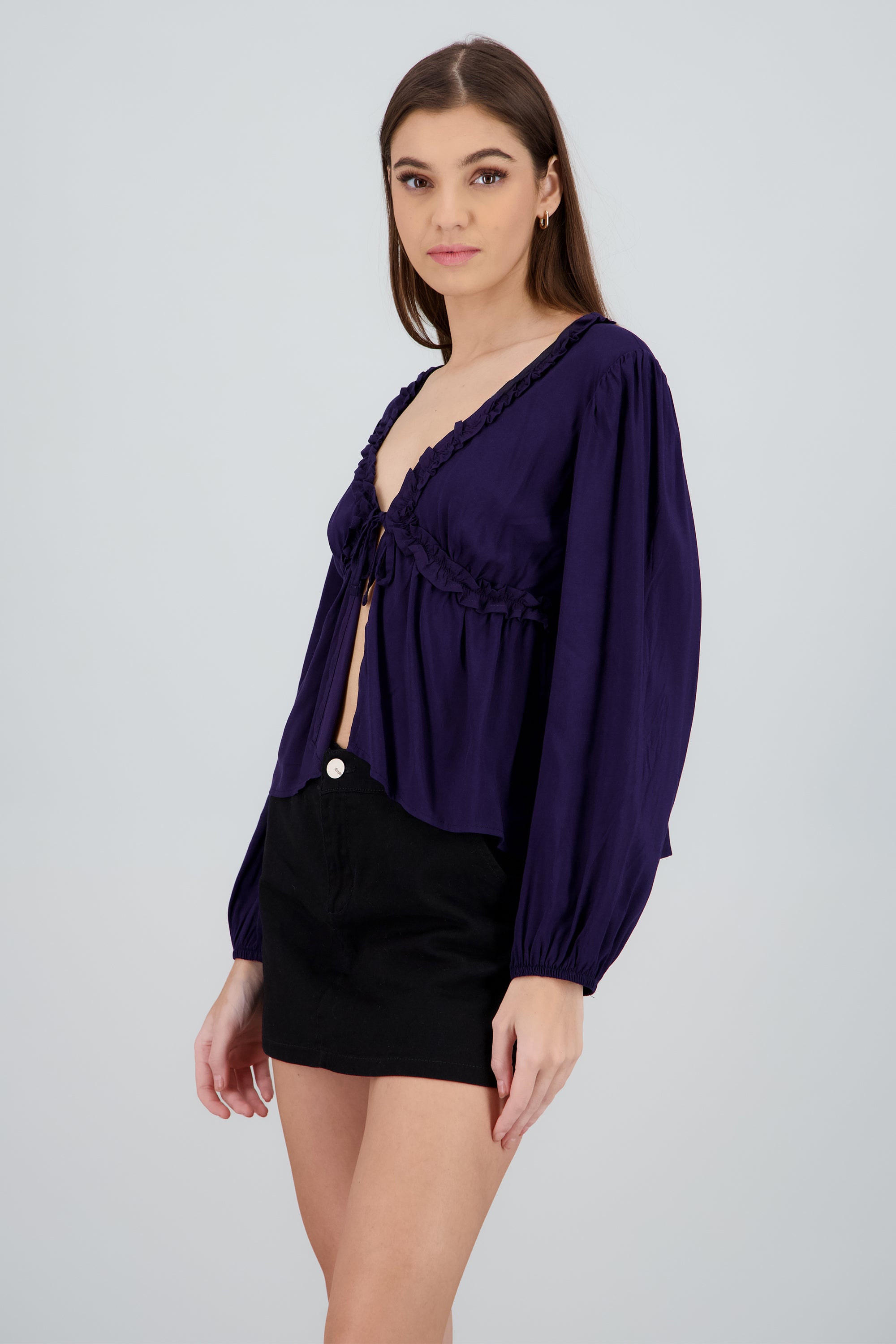 Blusa manga larga detalle olanes MARINO