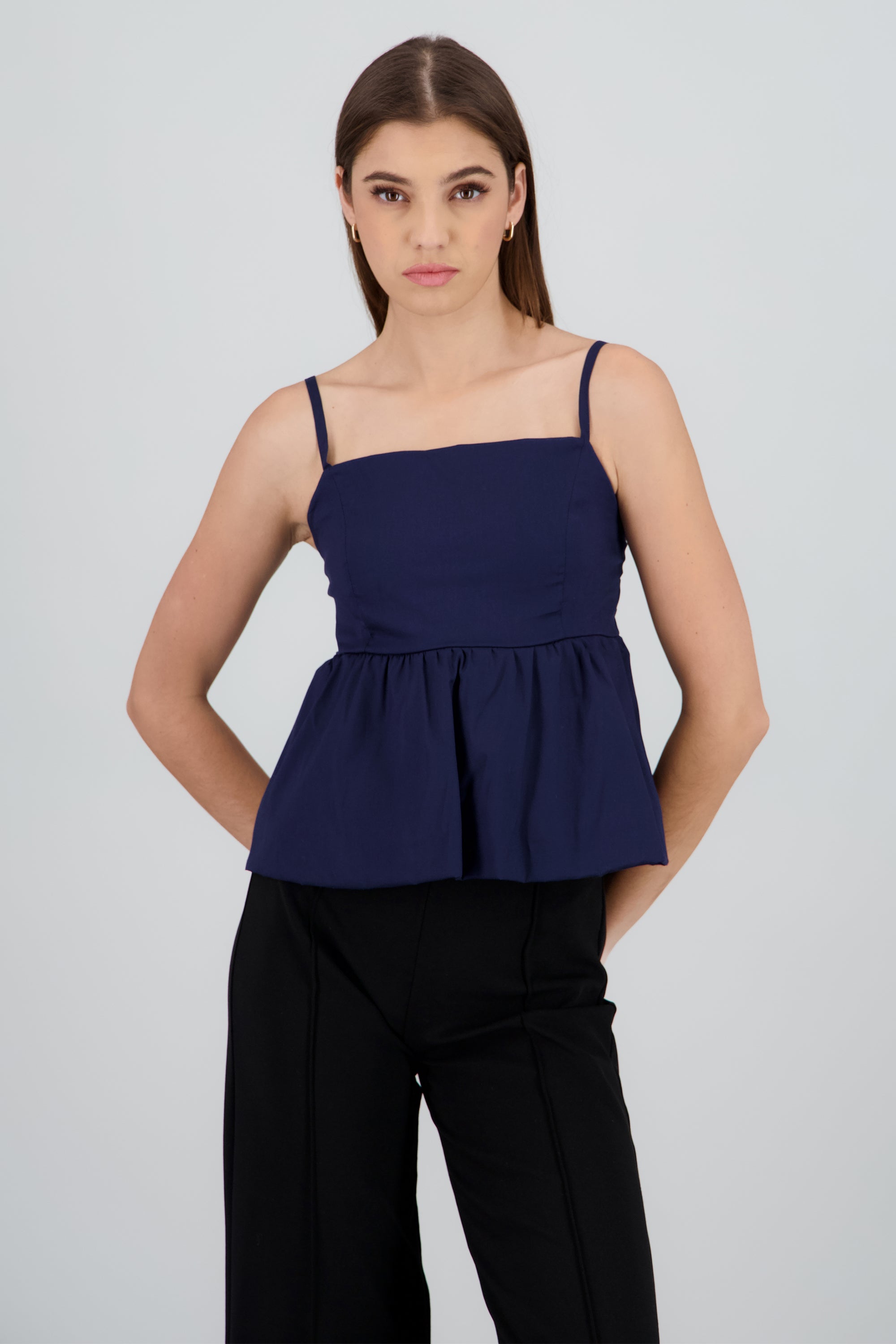 Top tirantes con olan globo MARINO