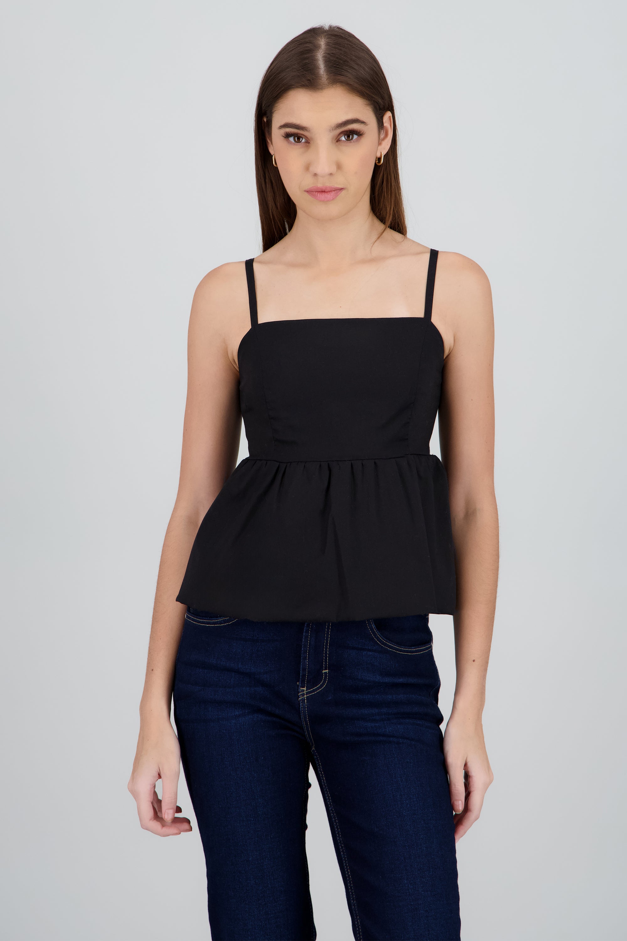 Top tirantes con olan globo NEGRO