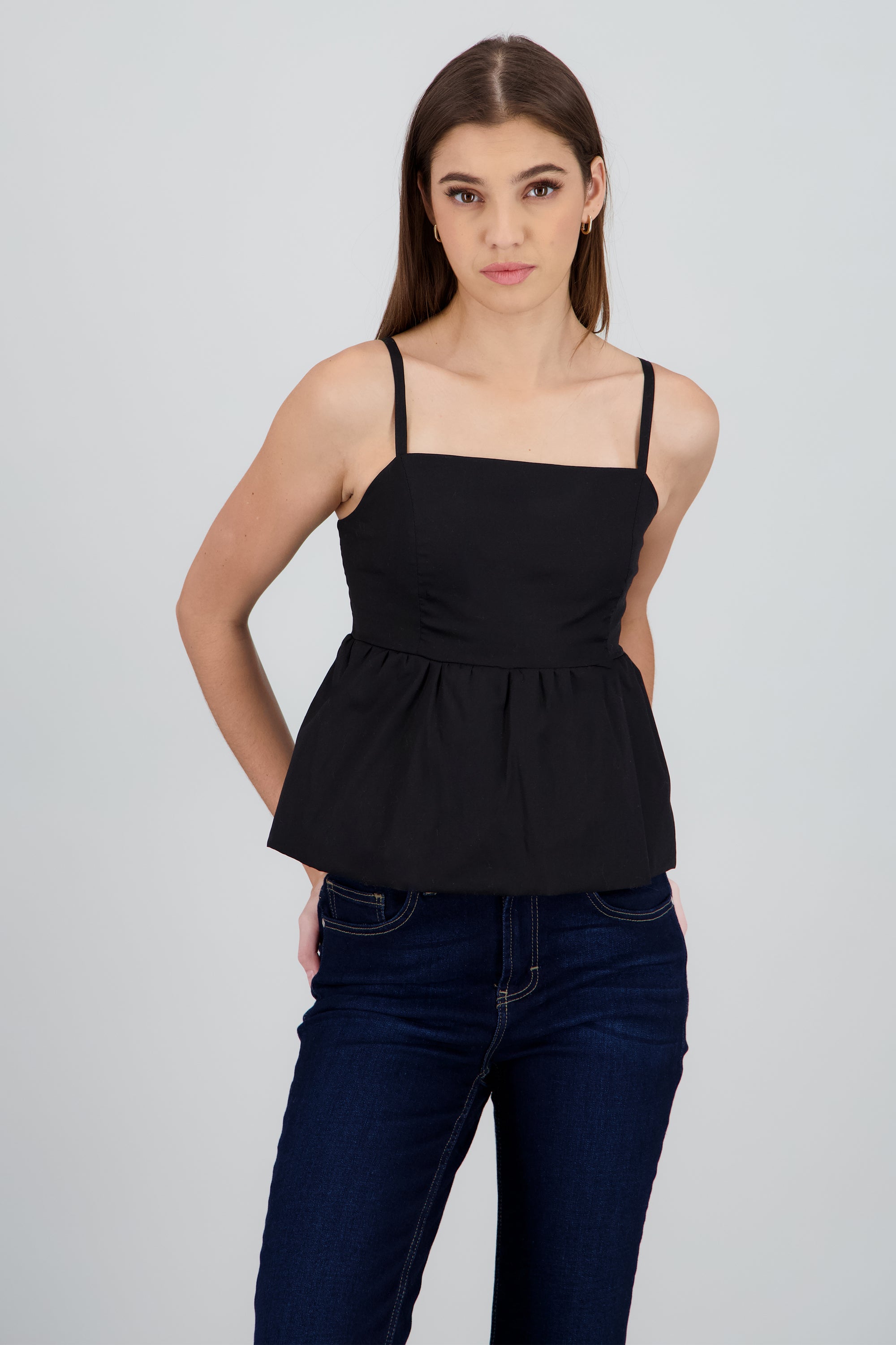 Top tirantes con olan globo NEGRO