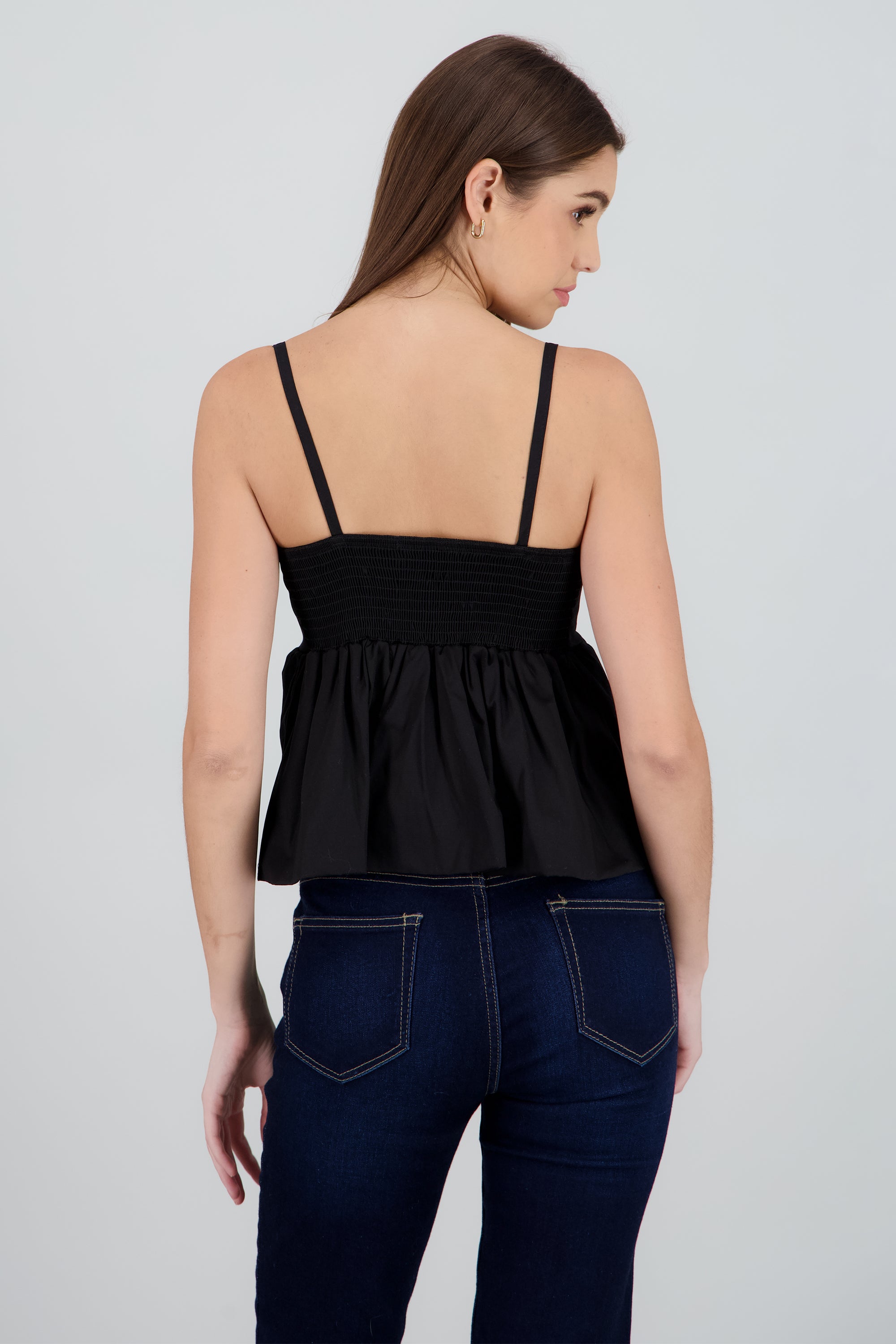 Top tirantes con olan globo NEGRO