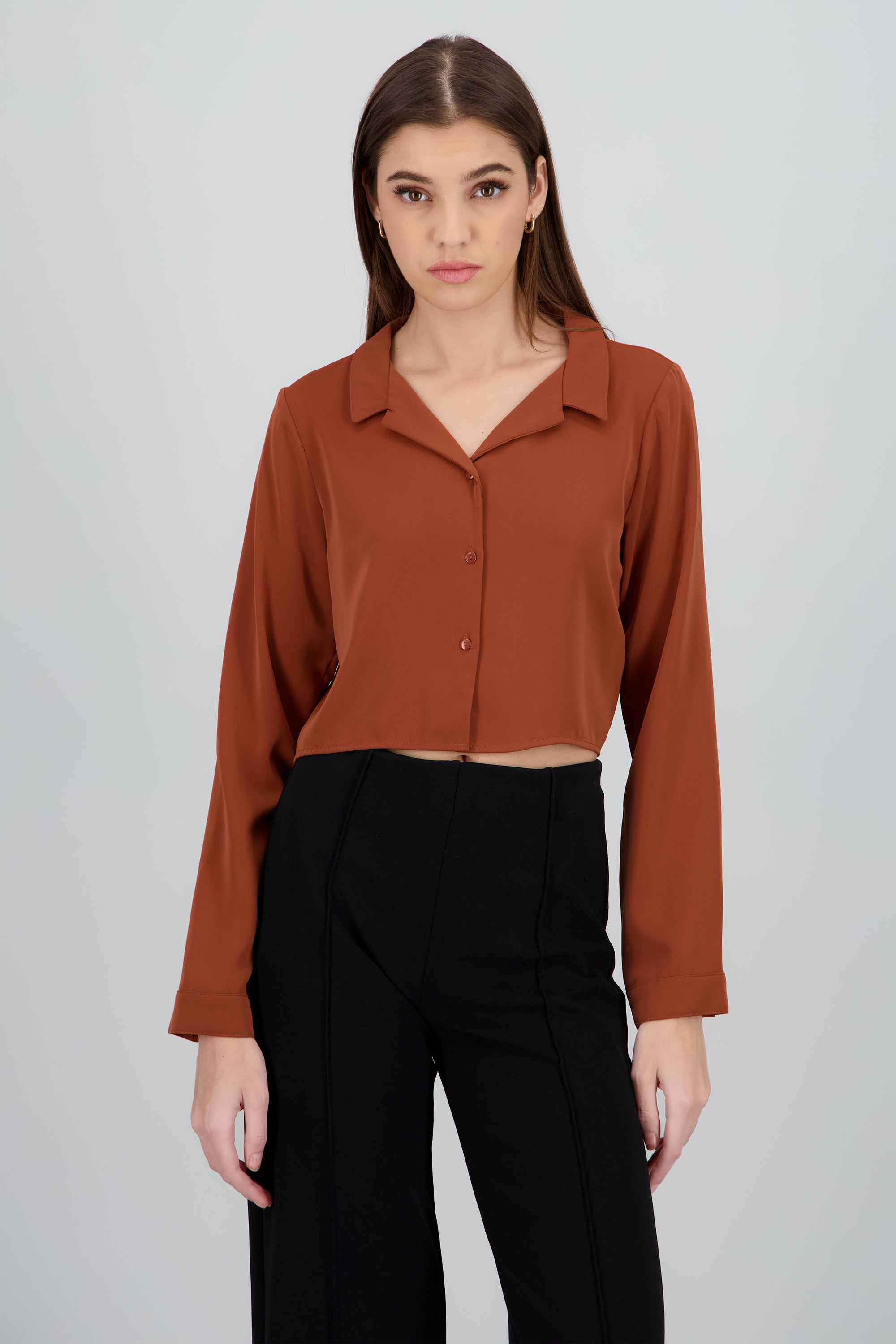 Camisa lisa manga larga CAFE