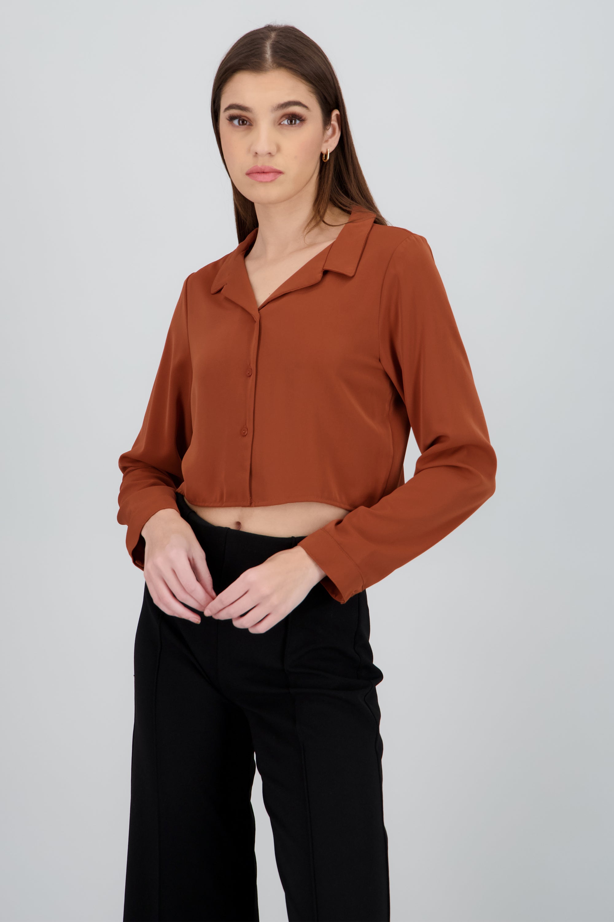 Camisa lisa manga larga CAFE