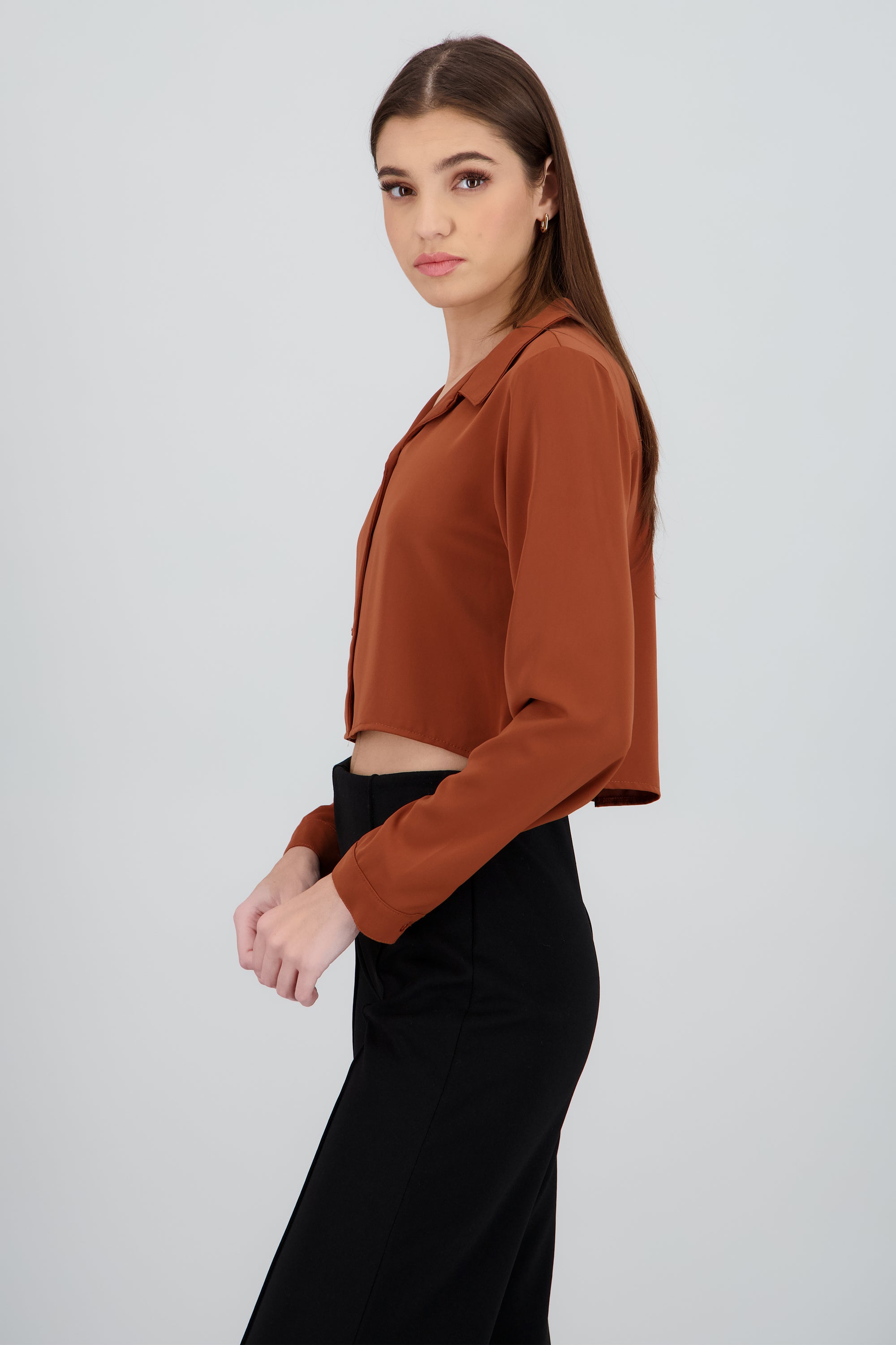 Camisa lisa manga larga CAFE