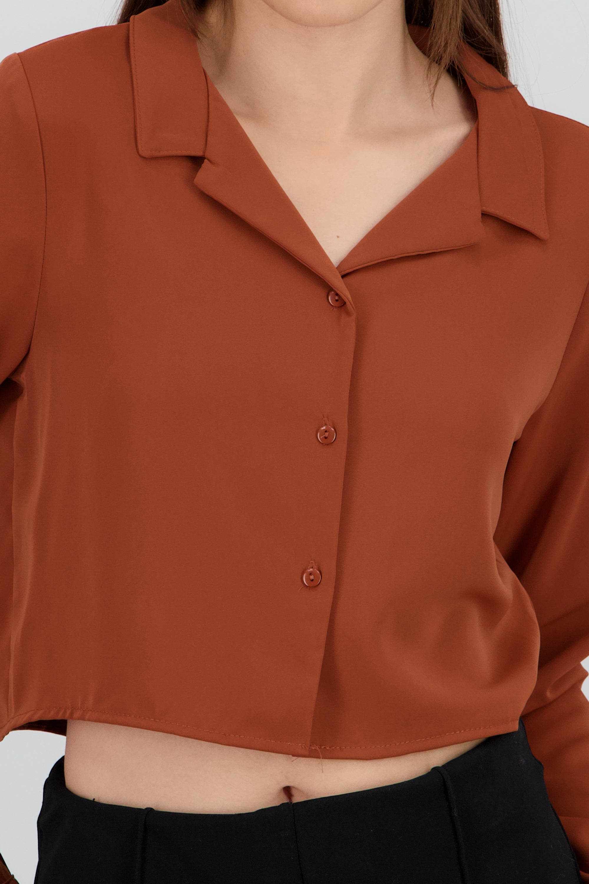 Camisa lisa manga larga CAFE