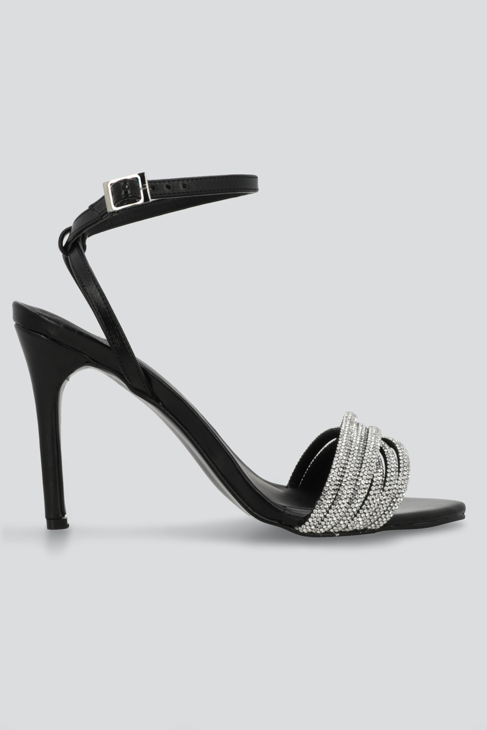 Tacón alto multitiras brillos NEGRO