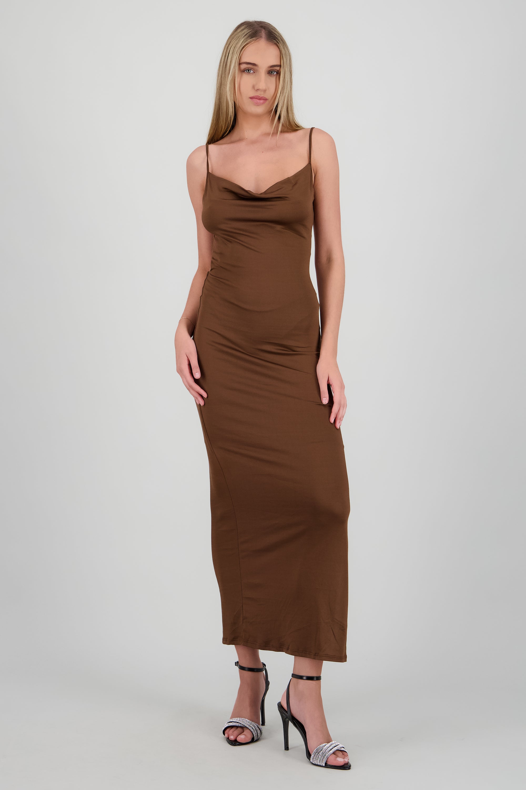 Tacón alto multitiras brillos NEGRO