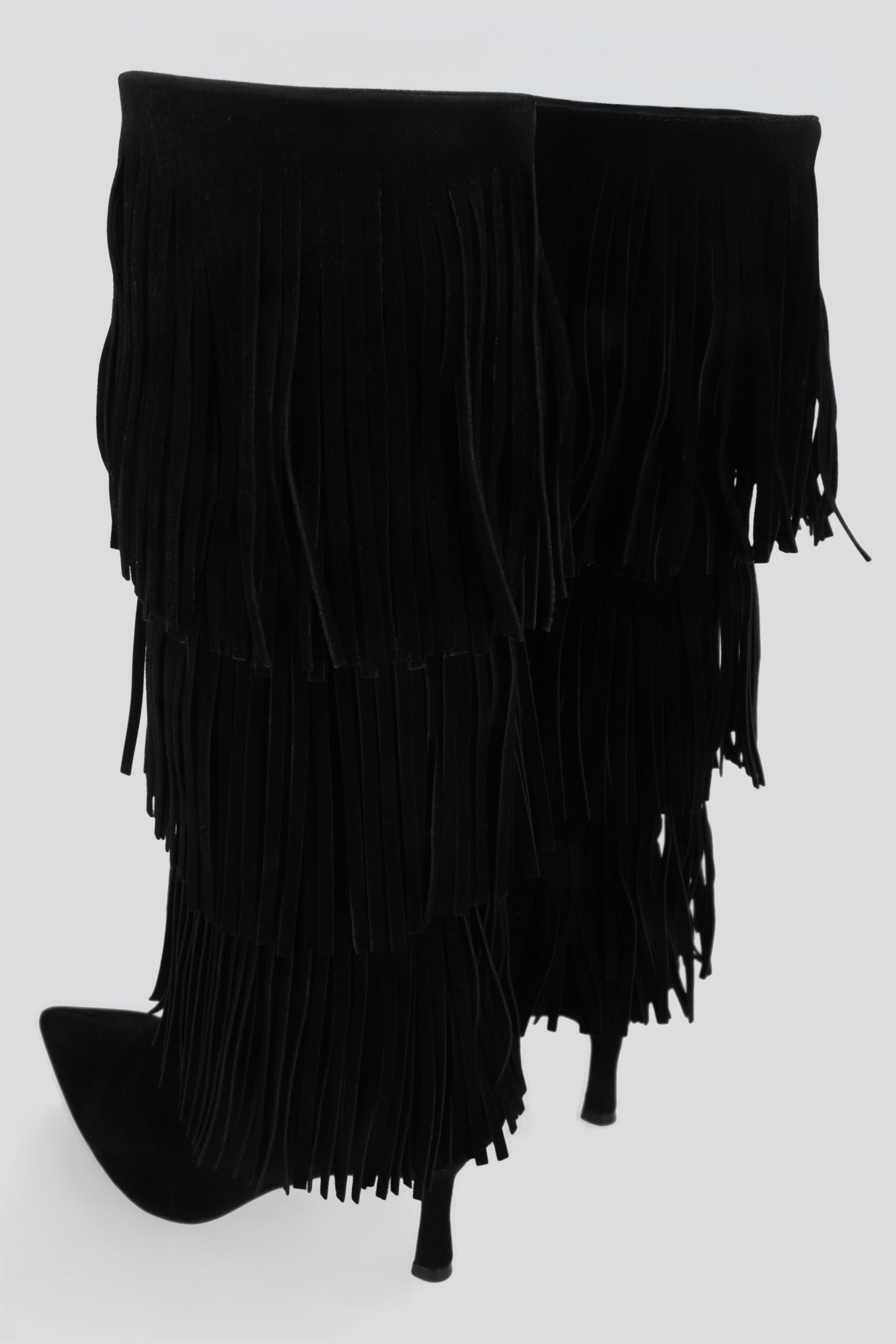 Bota alta tacon kiten flecos NEGRO