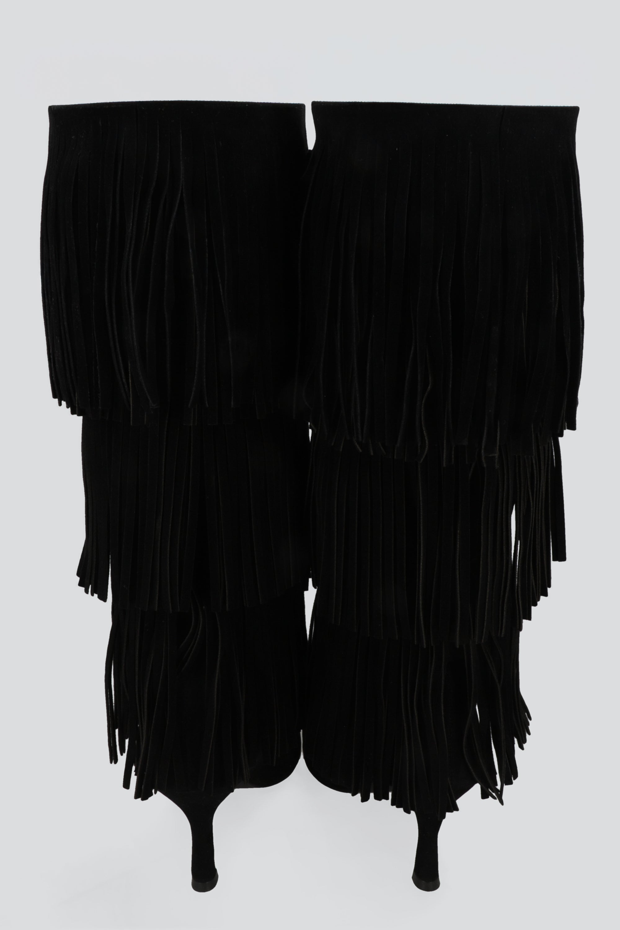 Bota alta tacon kiten flecos NEGRO