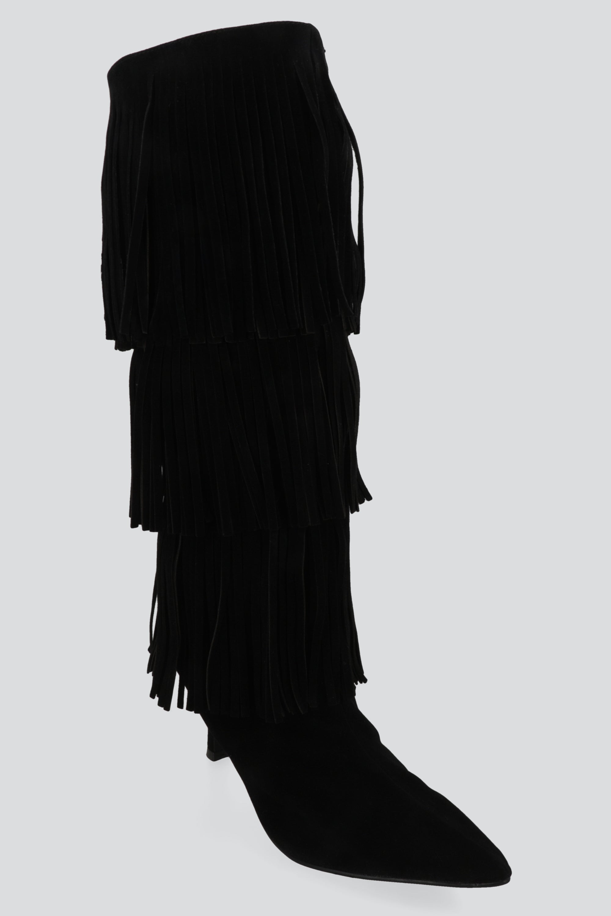 Bota alta tacon kiten flecos NEGRO