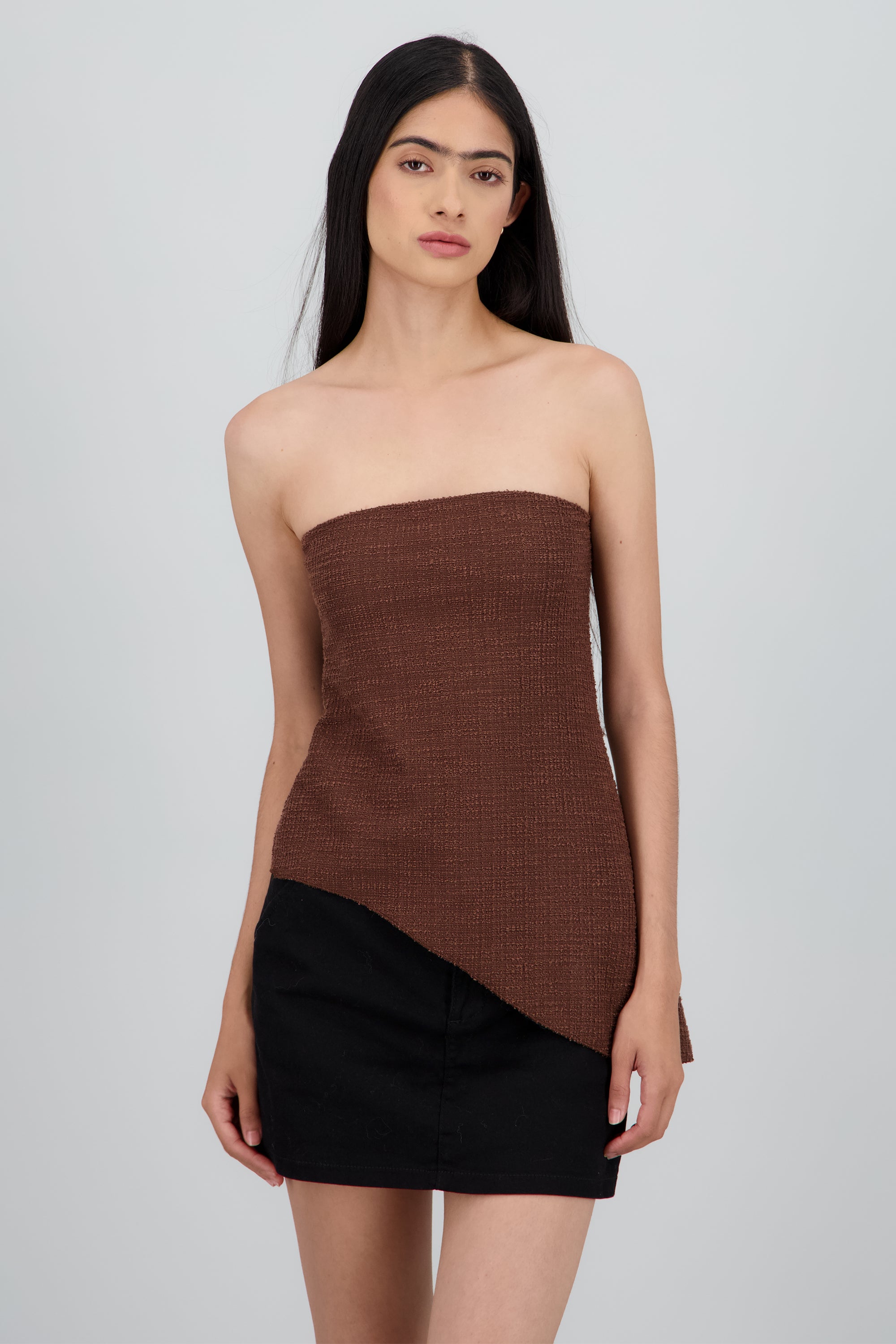 Top asimetrico textura CAFE