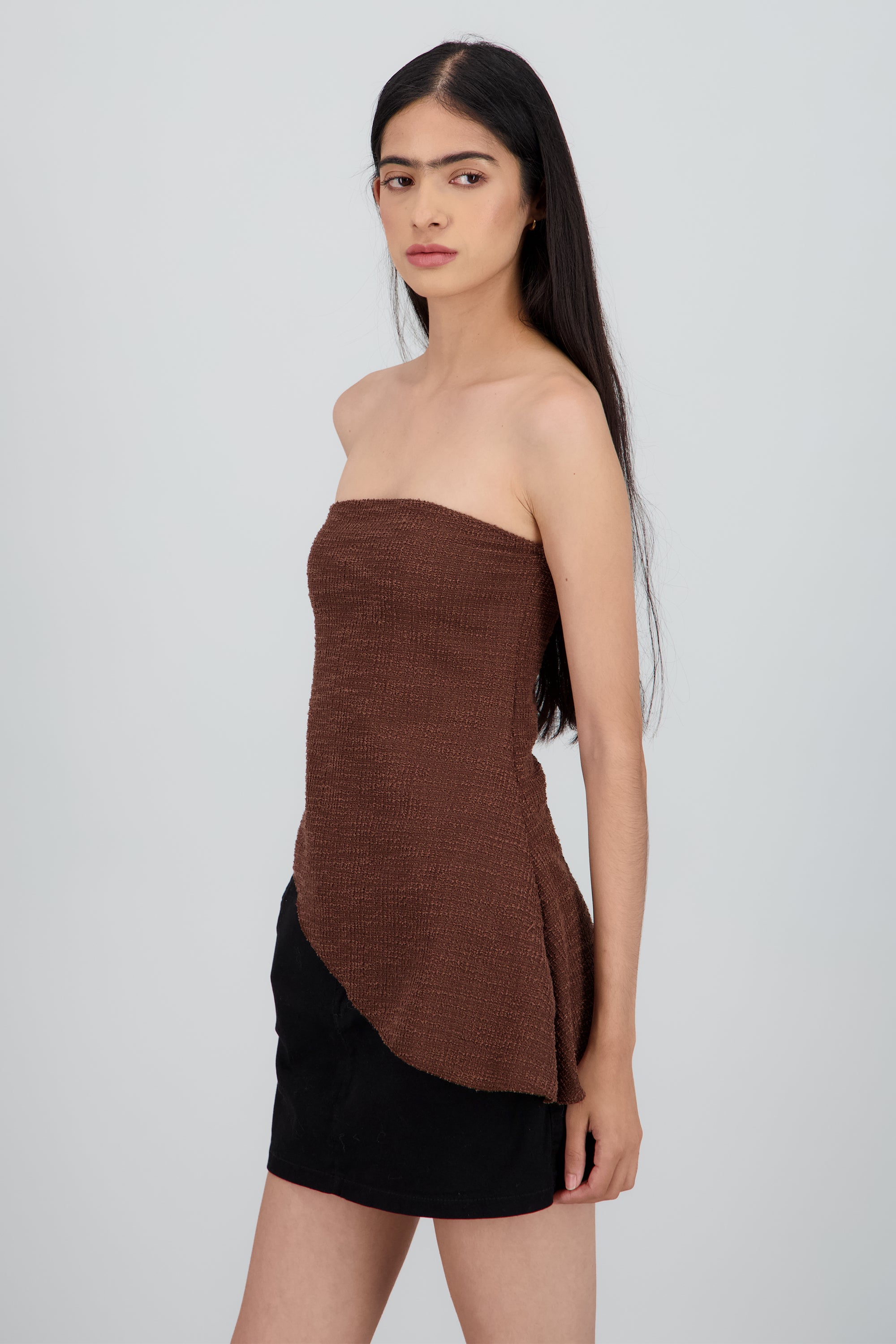 Top asimetrico textura CAFE