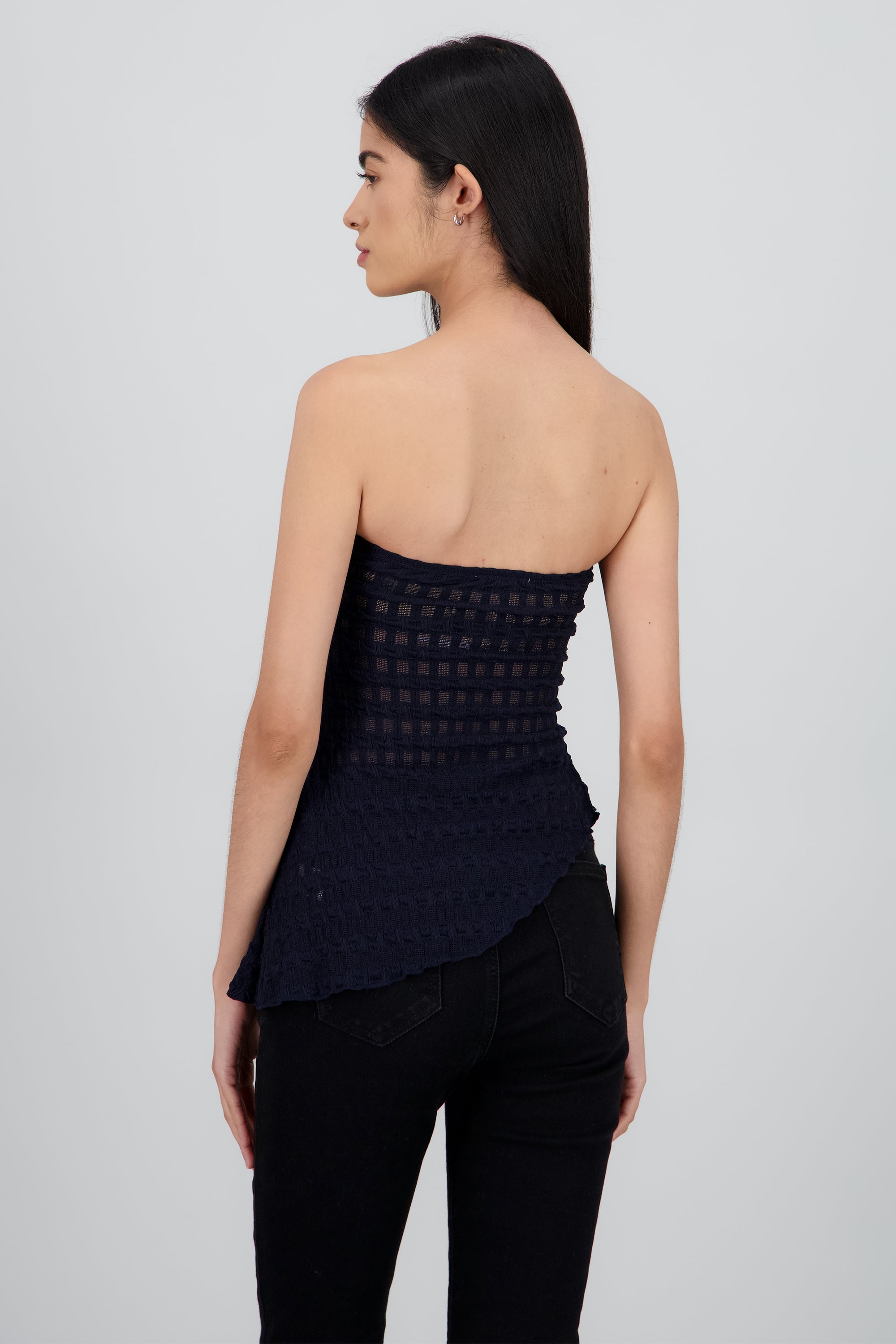 Top strapless asimetrico encaje MARINO