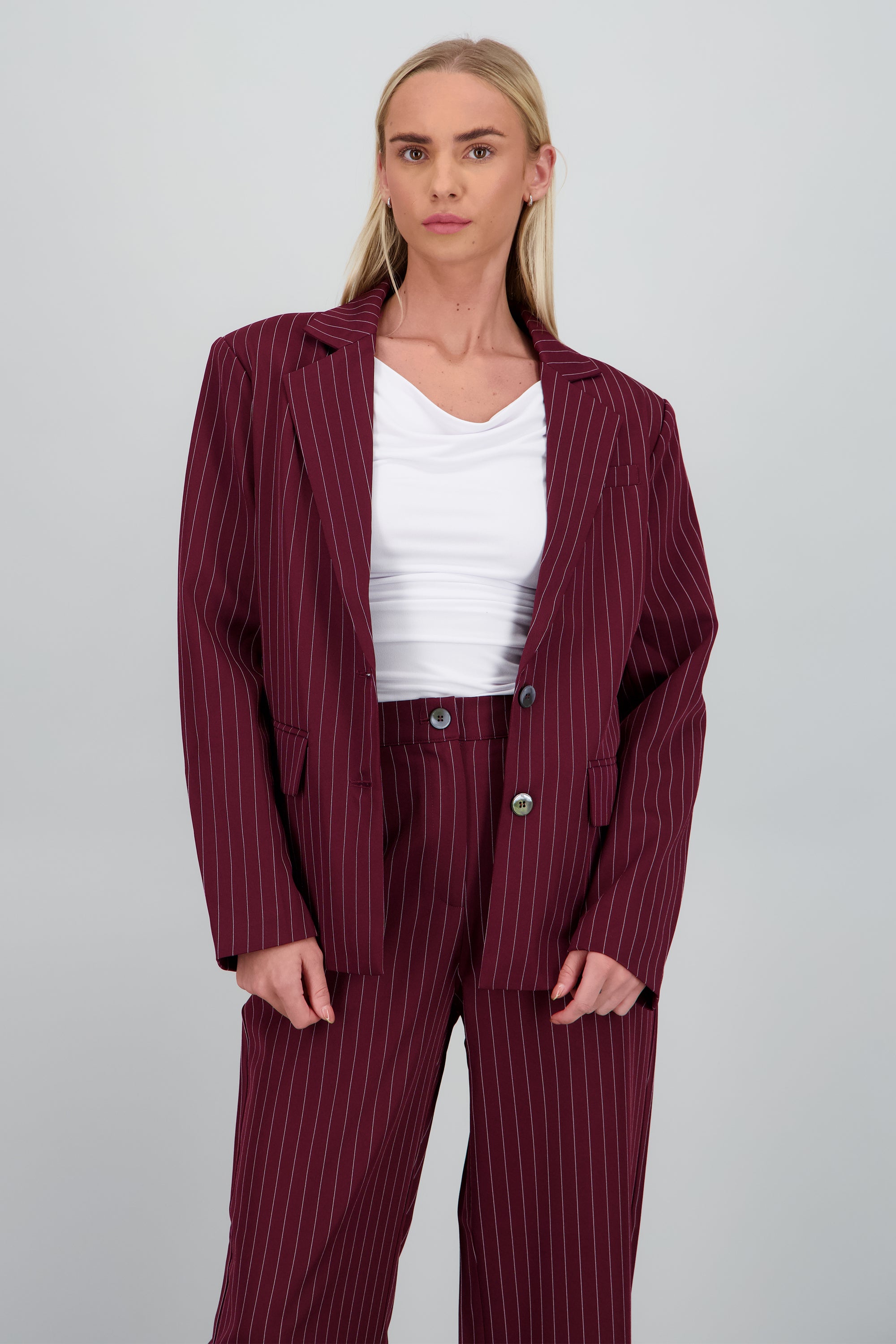 Blazer oversized de rayas CIRUELA