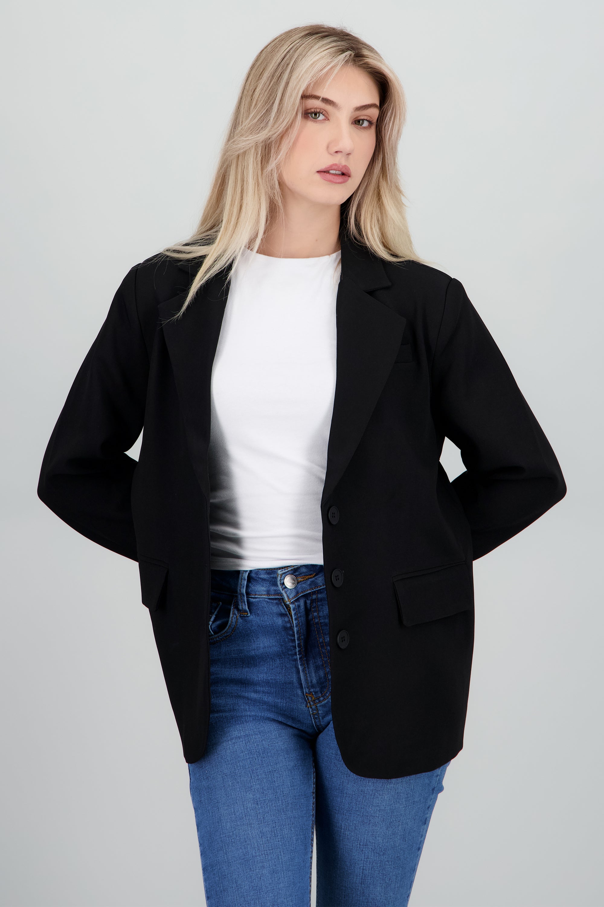 Blazer liso oversized NEGRO