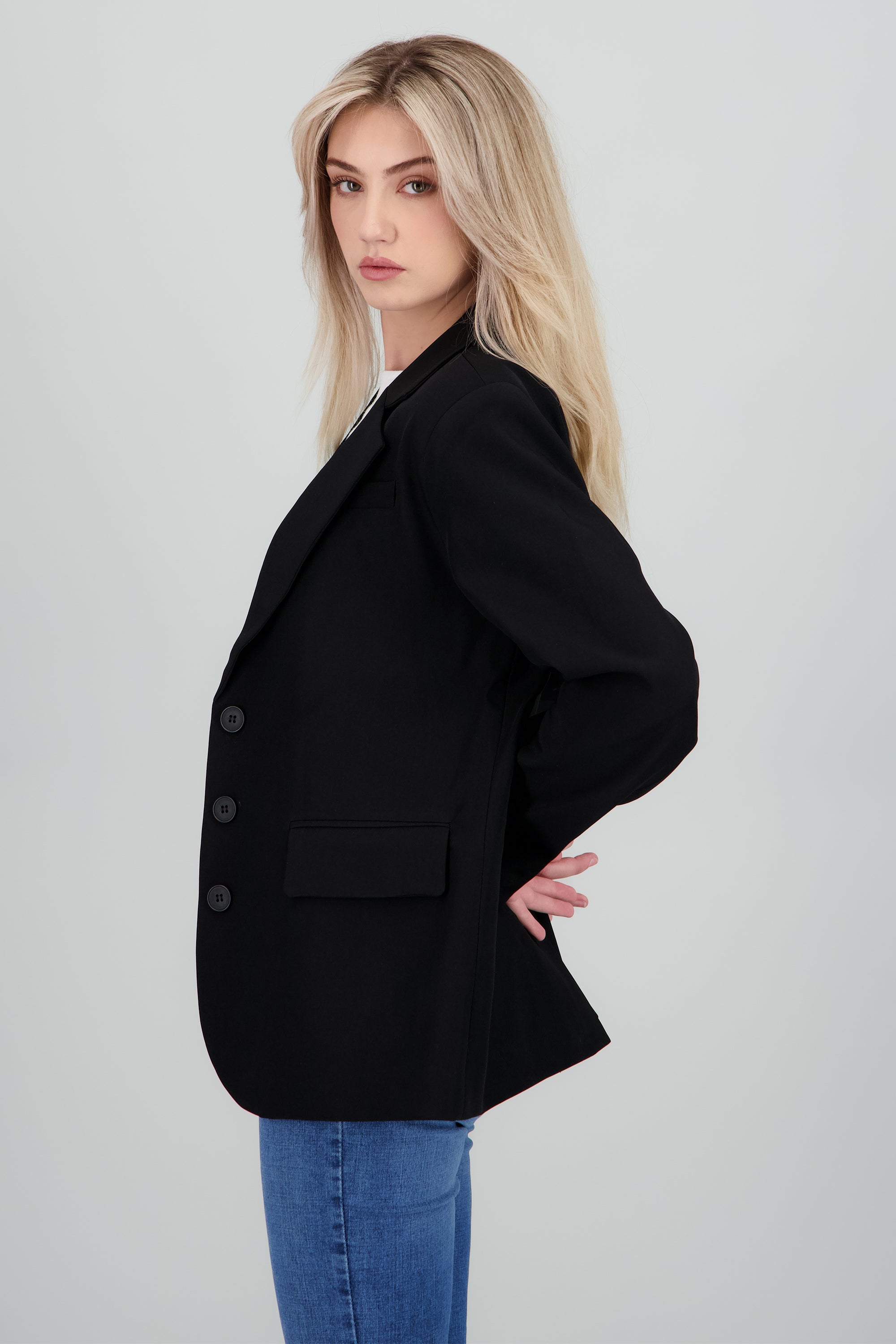 Blazer liso oversized NEGRO