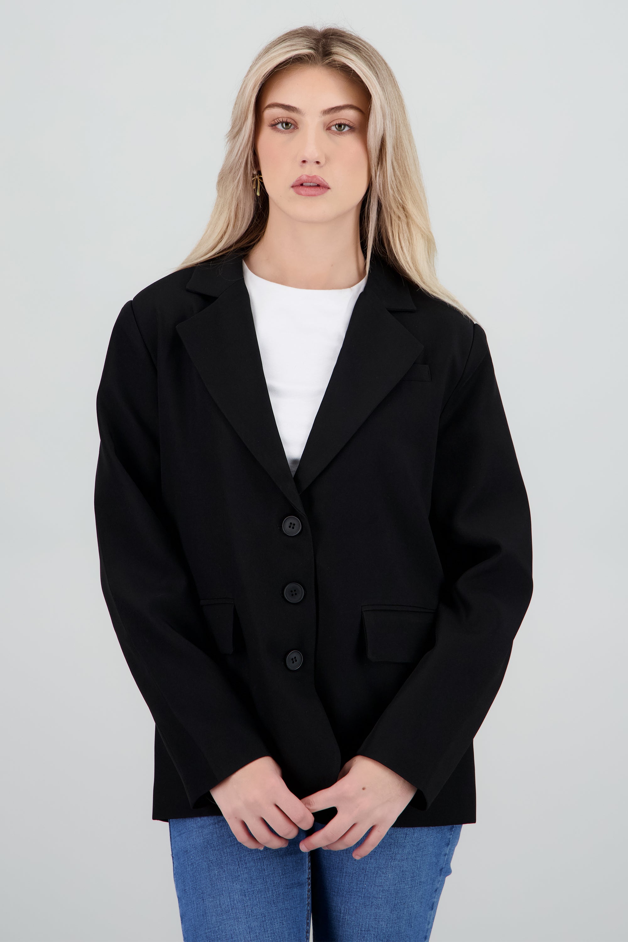 Blazer liso oversized NEGRO