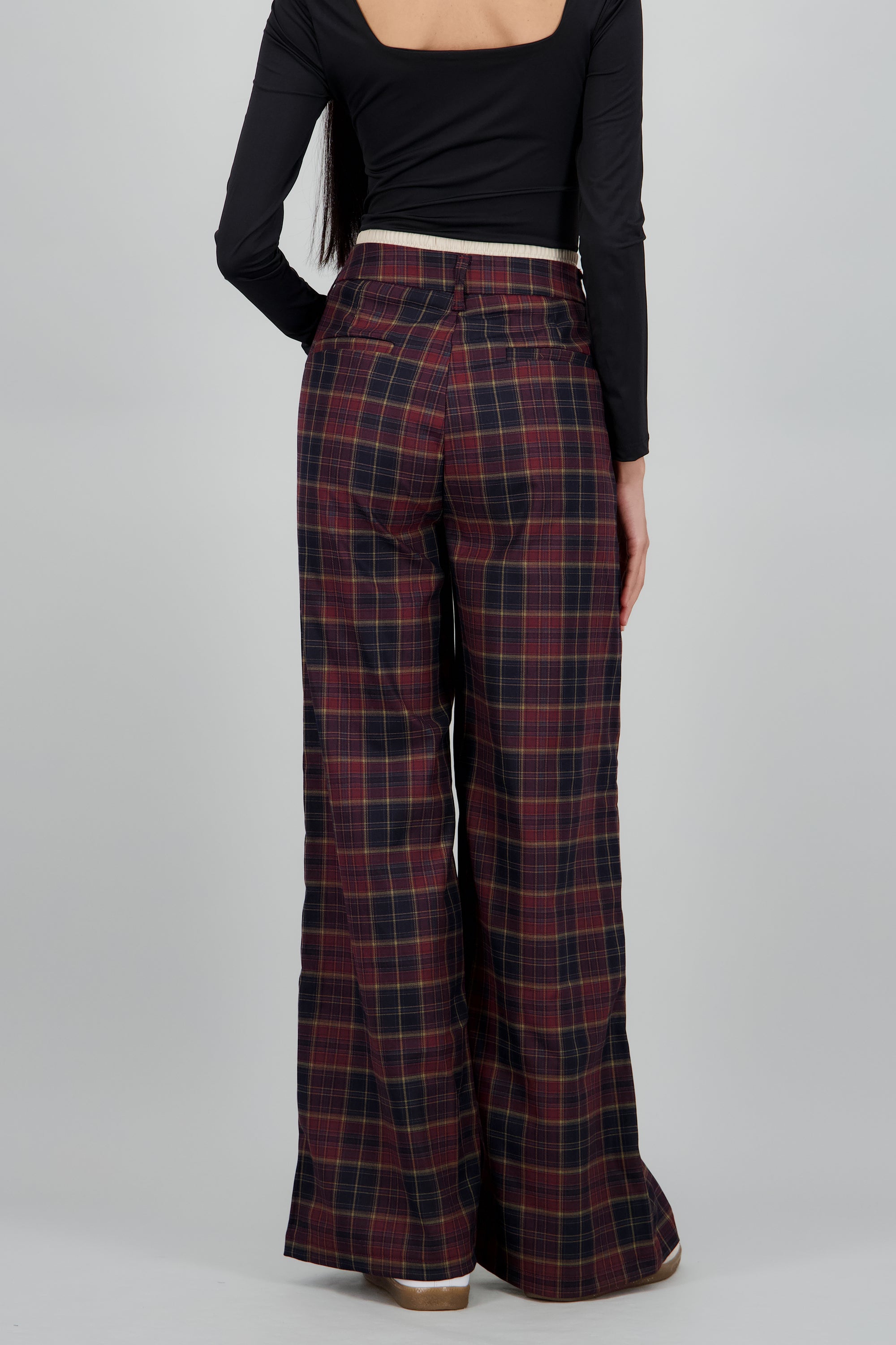 Pantalon recto de cuadros en contraste MARINO COMBO