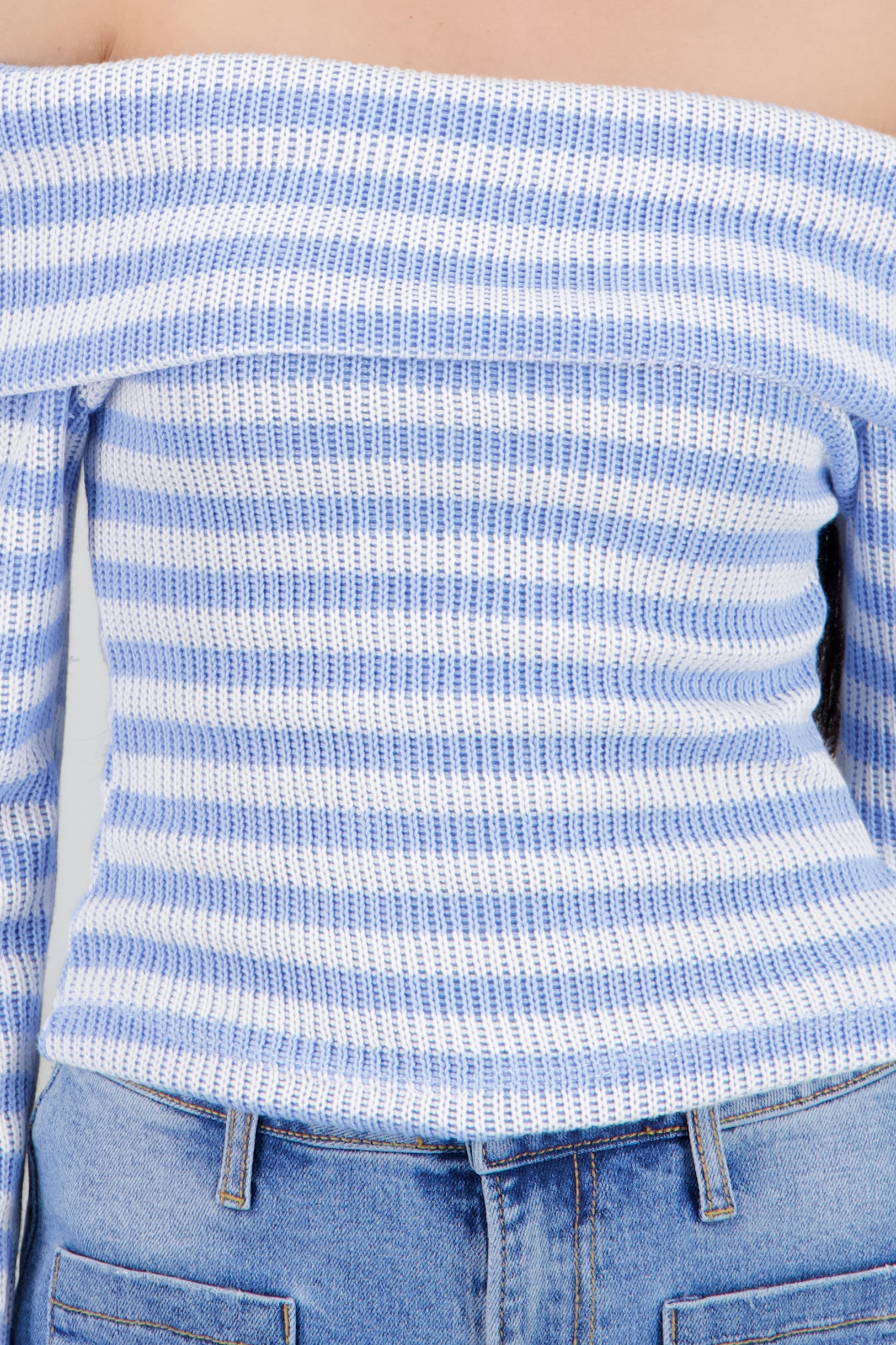 Sueter off shoulder rayas AZUL COMBO