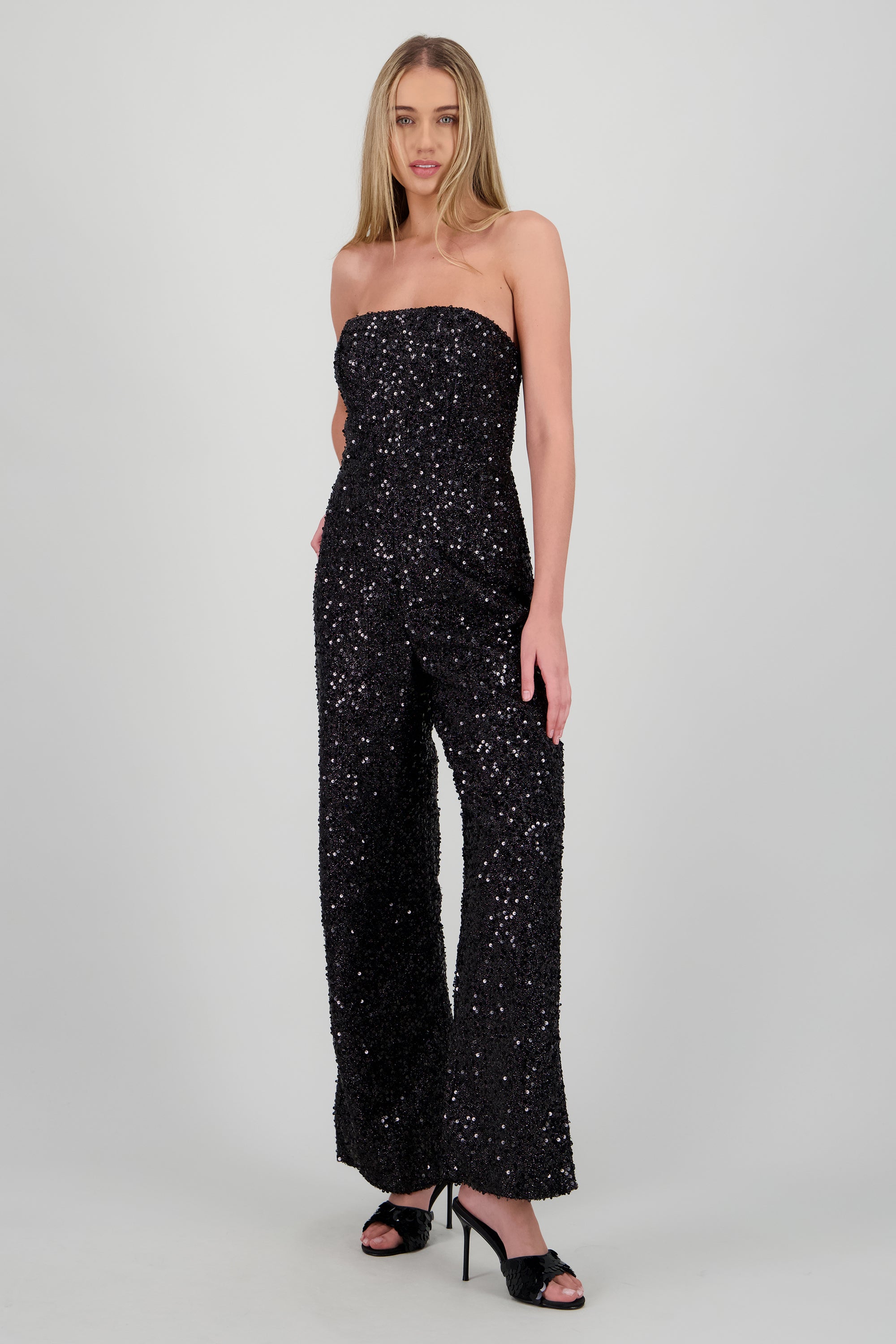 Jumpsuit strapless lentejuela NEGRO