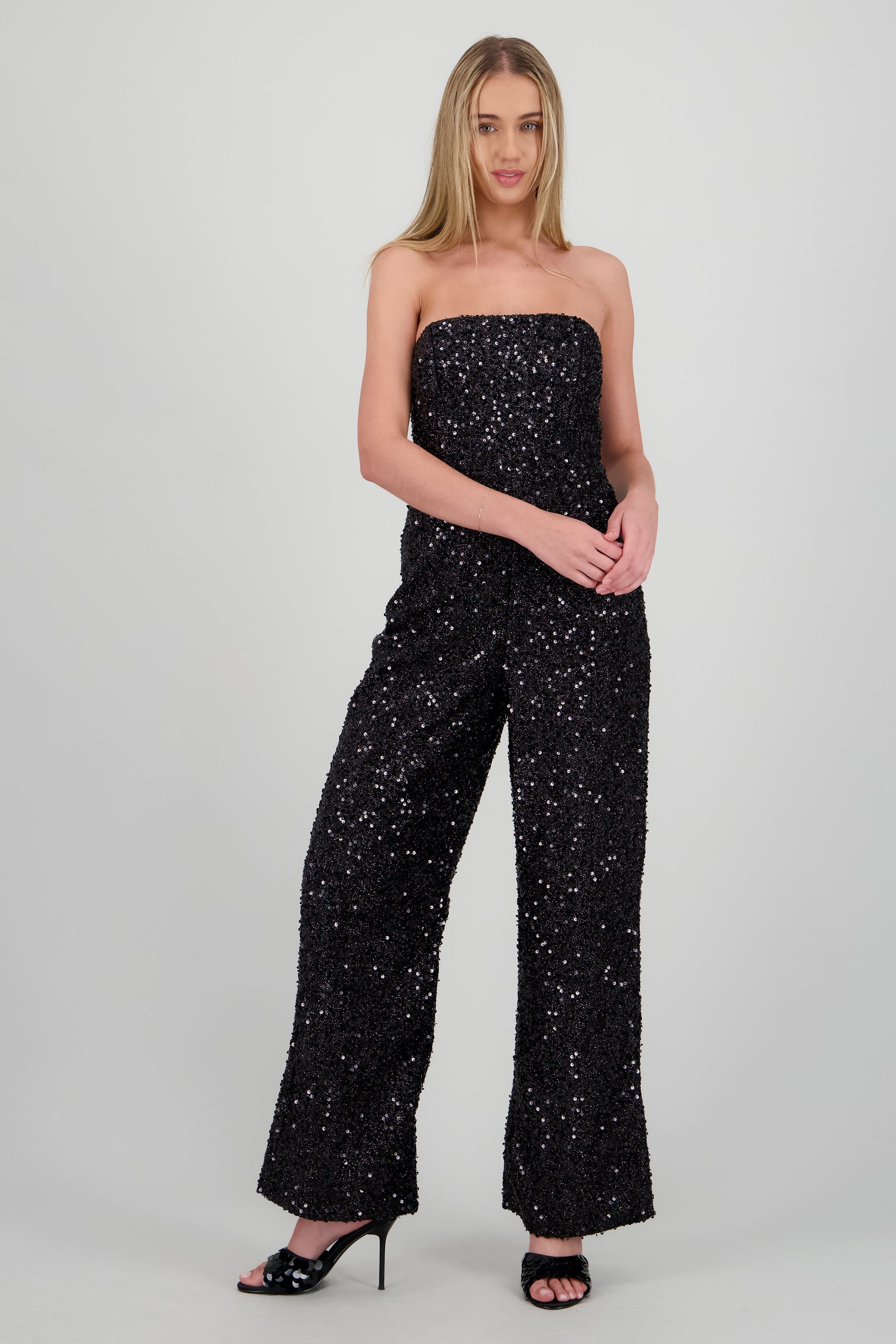 Jumpsuit strapless lentejuela NEGRO
