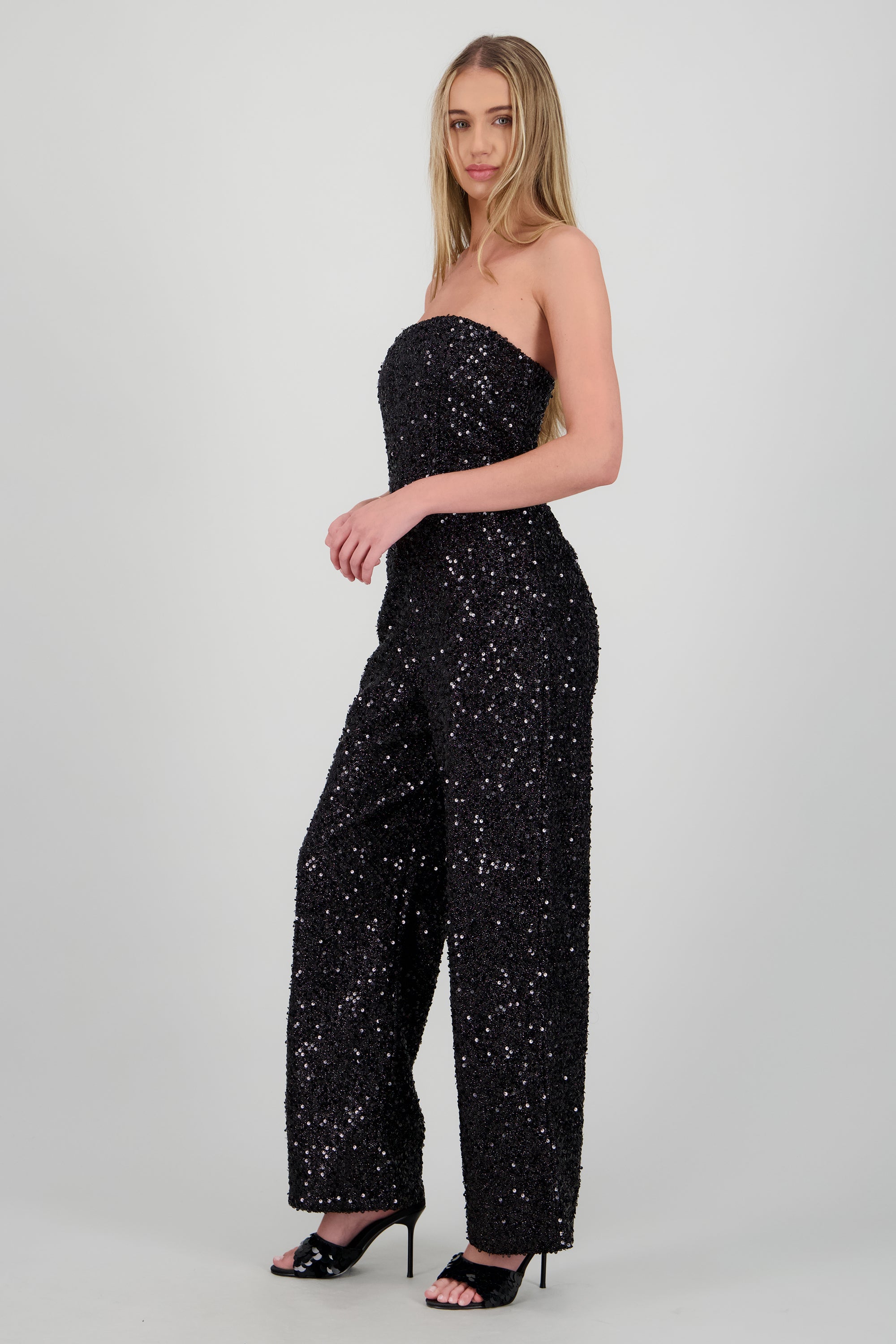 Jumpsuit strapless lentejuela NEGRO