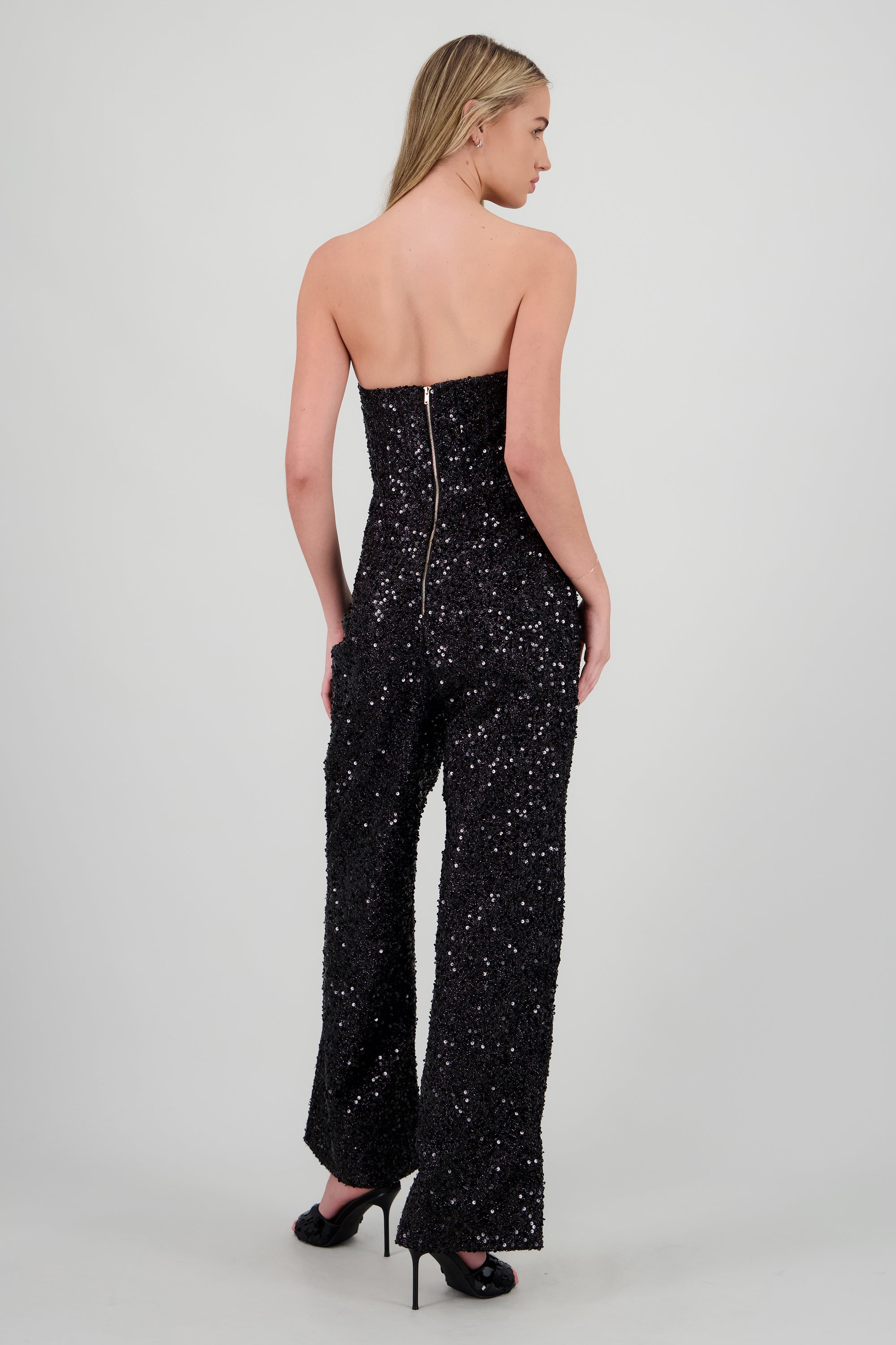 Jumpsuit strapless lentejuela NEGRO