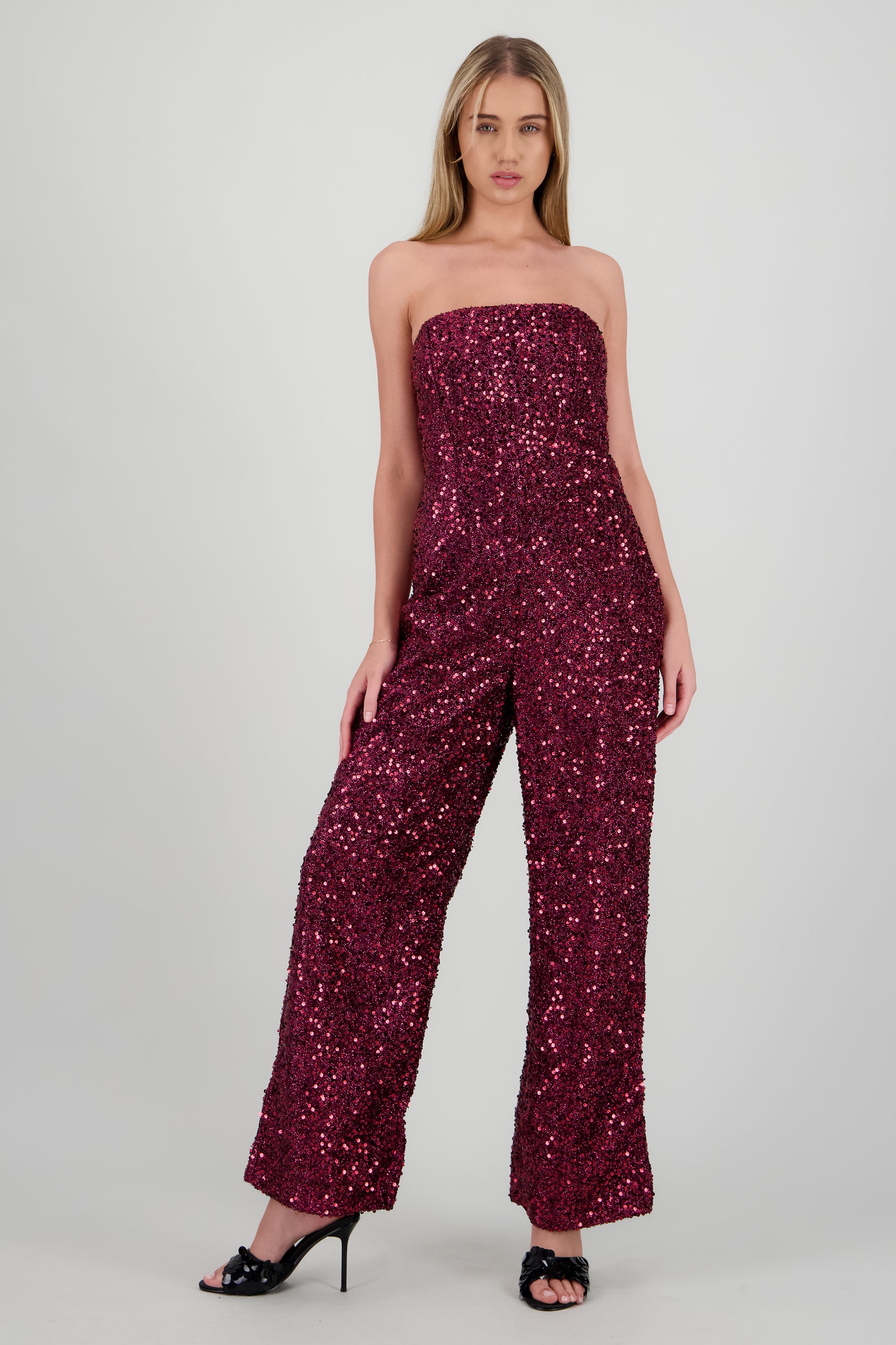 Jumpsuit strapless lentejuela VINO