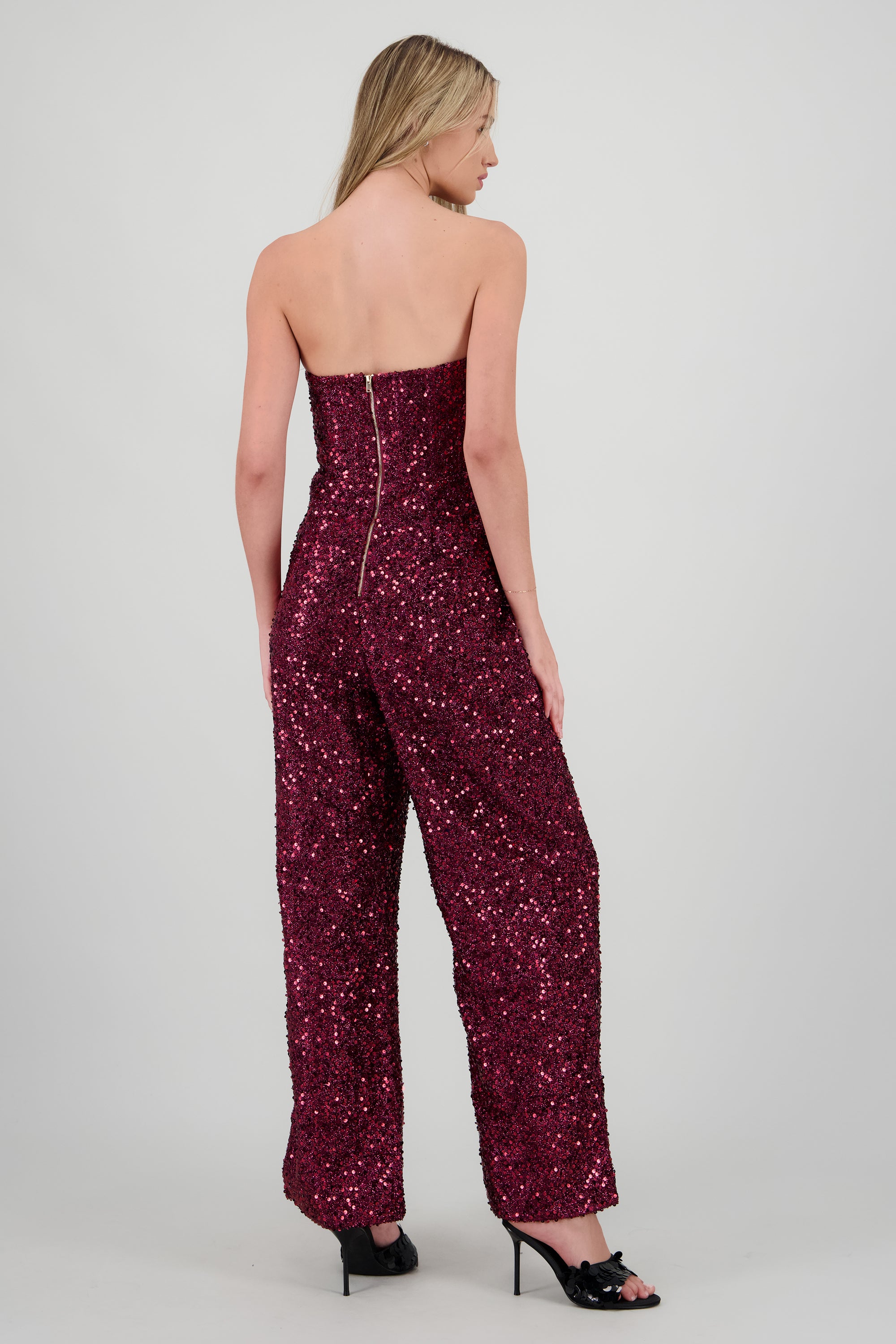 Jumpsuit strapless lentejuela VINO