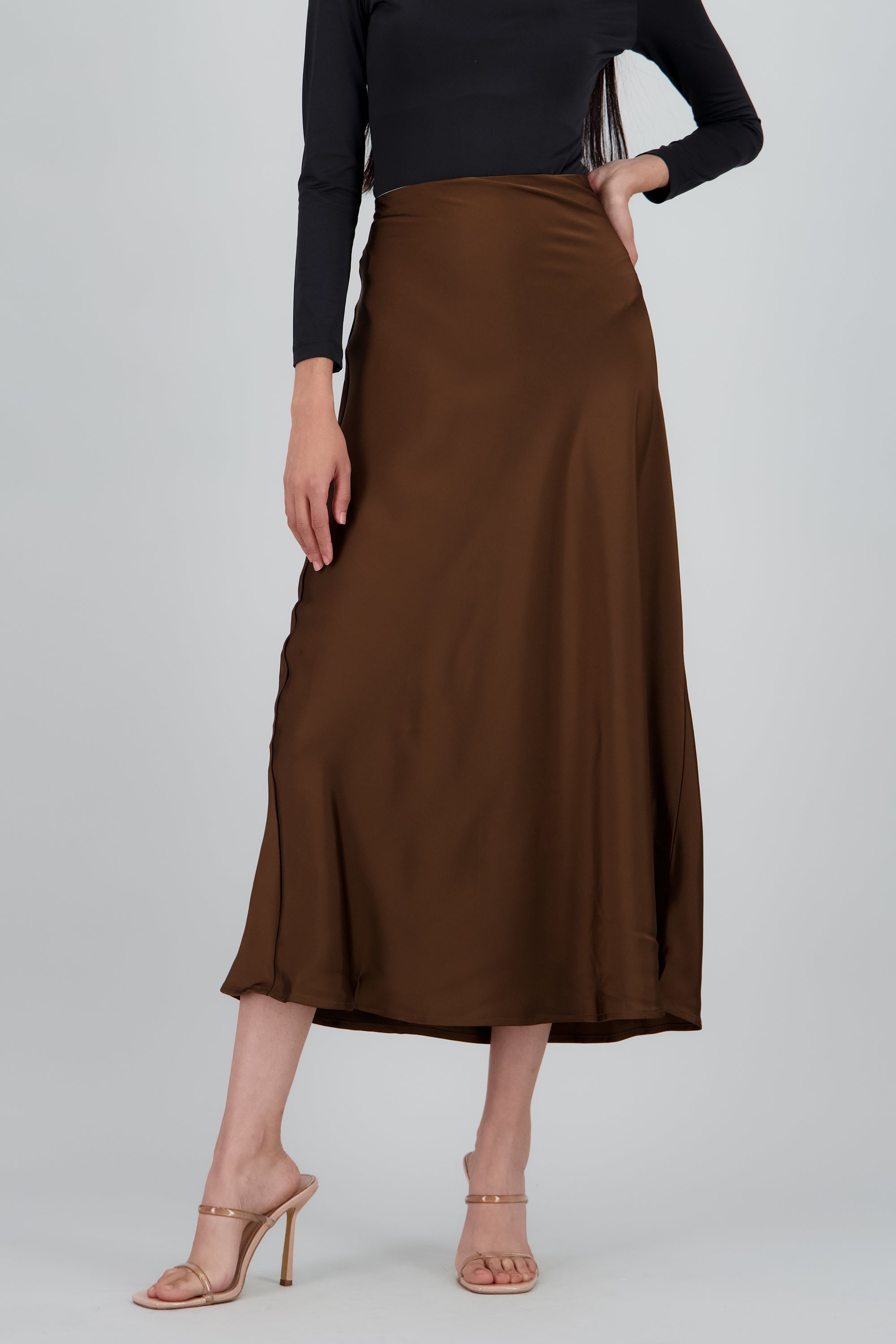 Falda midi satin abertura CAFE