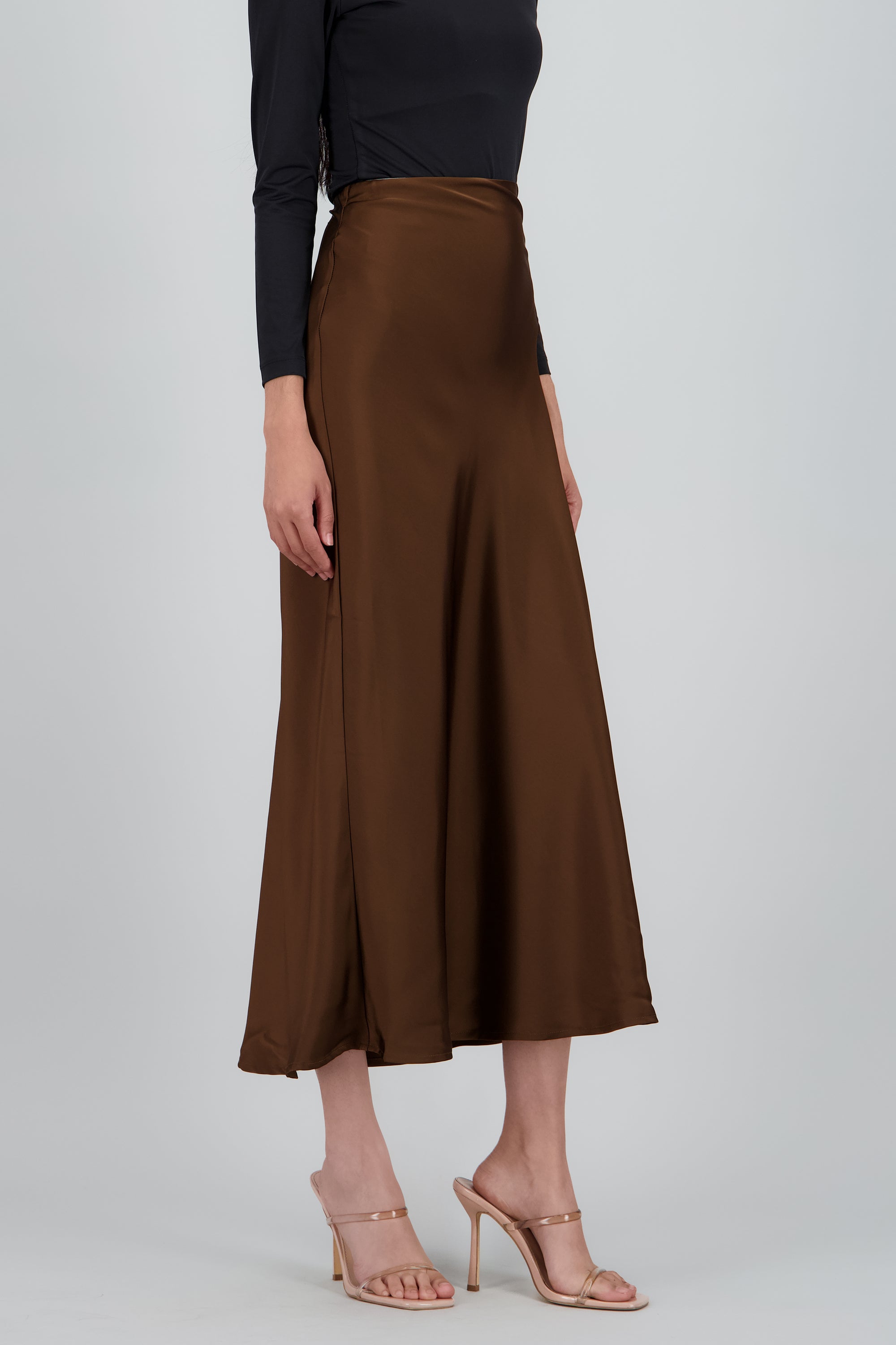 Falda midi satin abertura CAFE