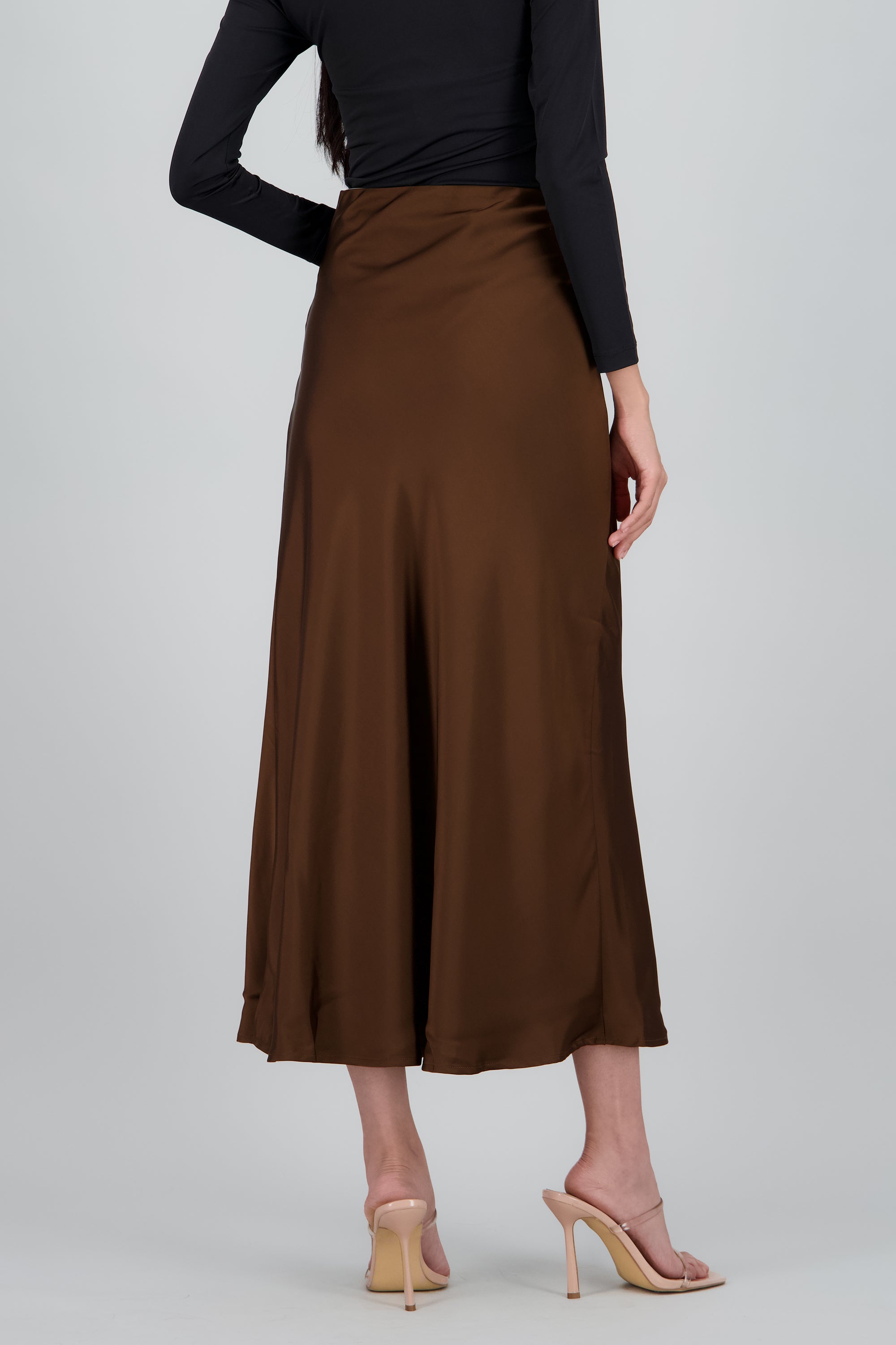 Falda midi satin abertura CAFE