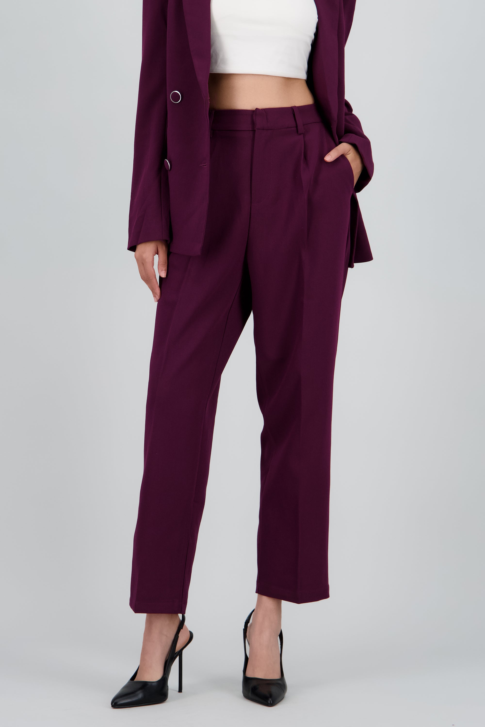 Pantalon sastreado liso VINO