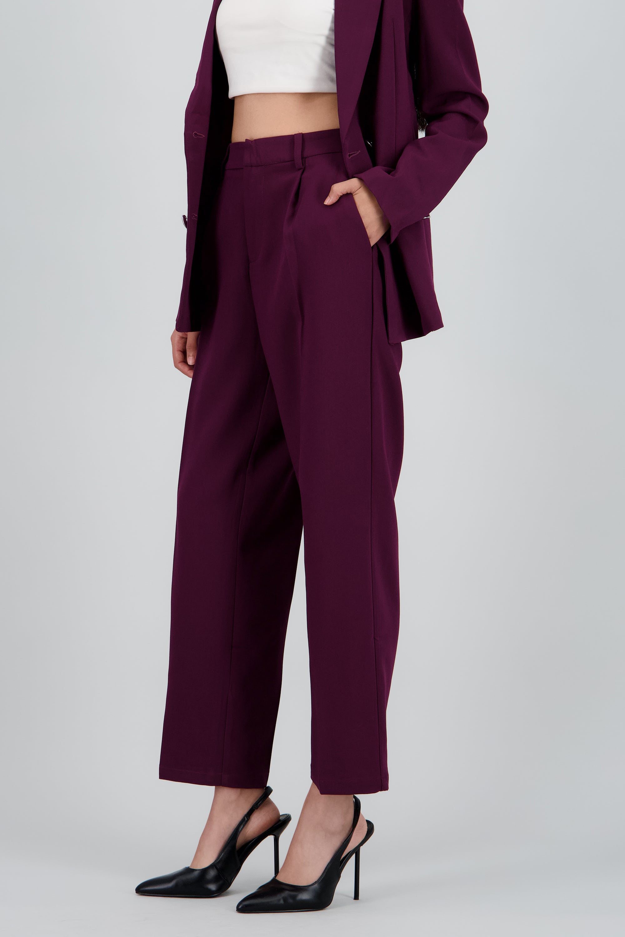 Pantalon sastreado liso VINO