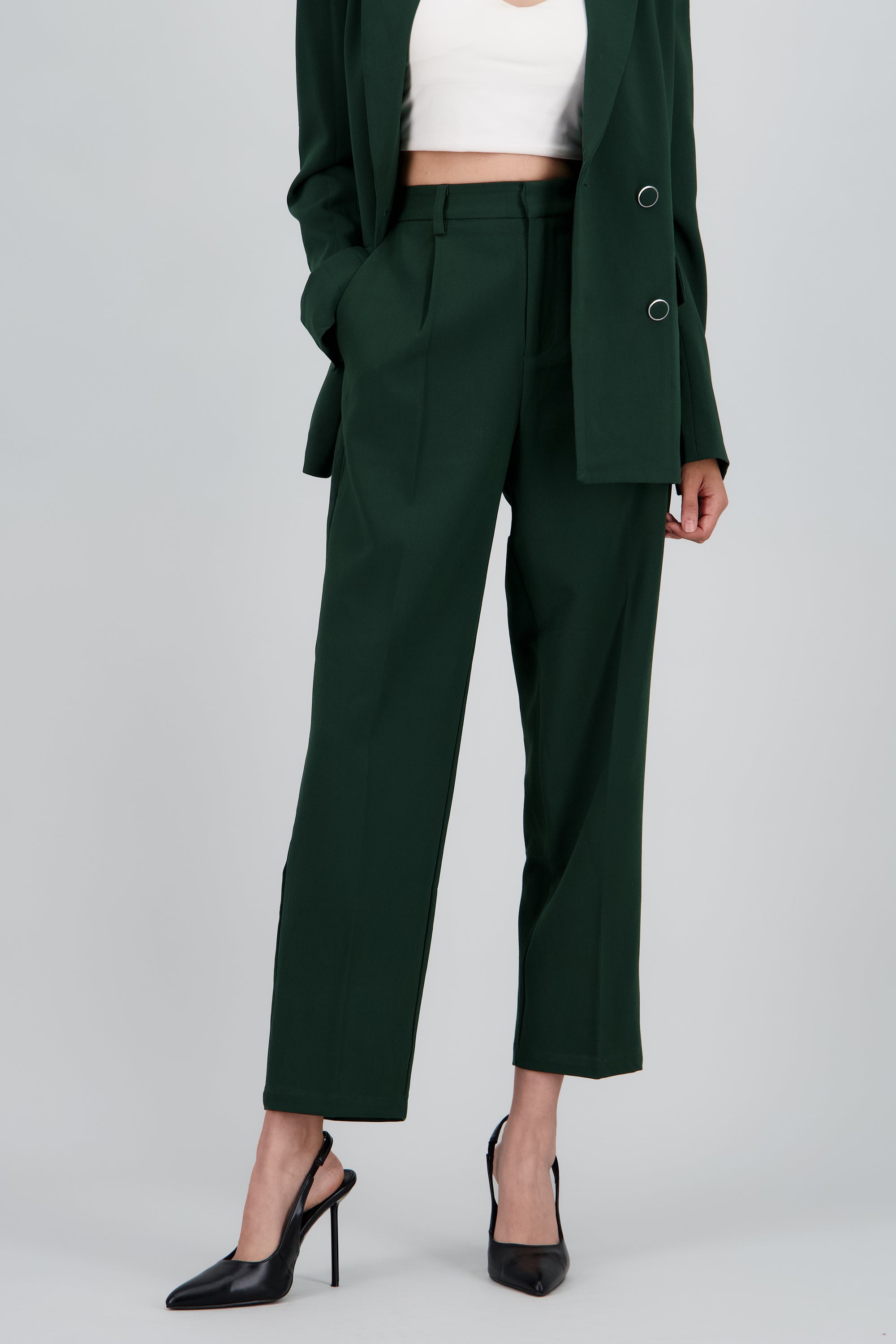 Pantalon sastreado liso VERDE