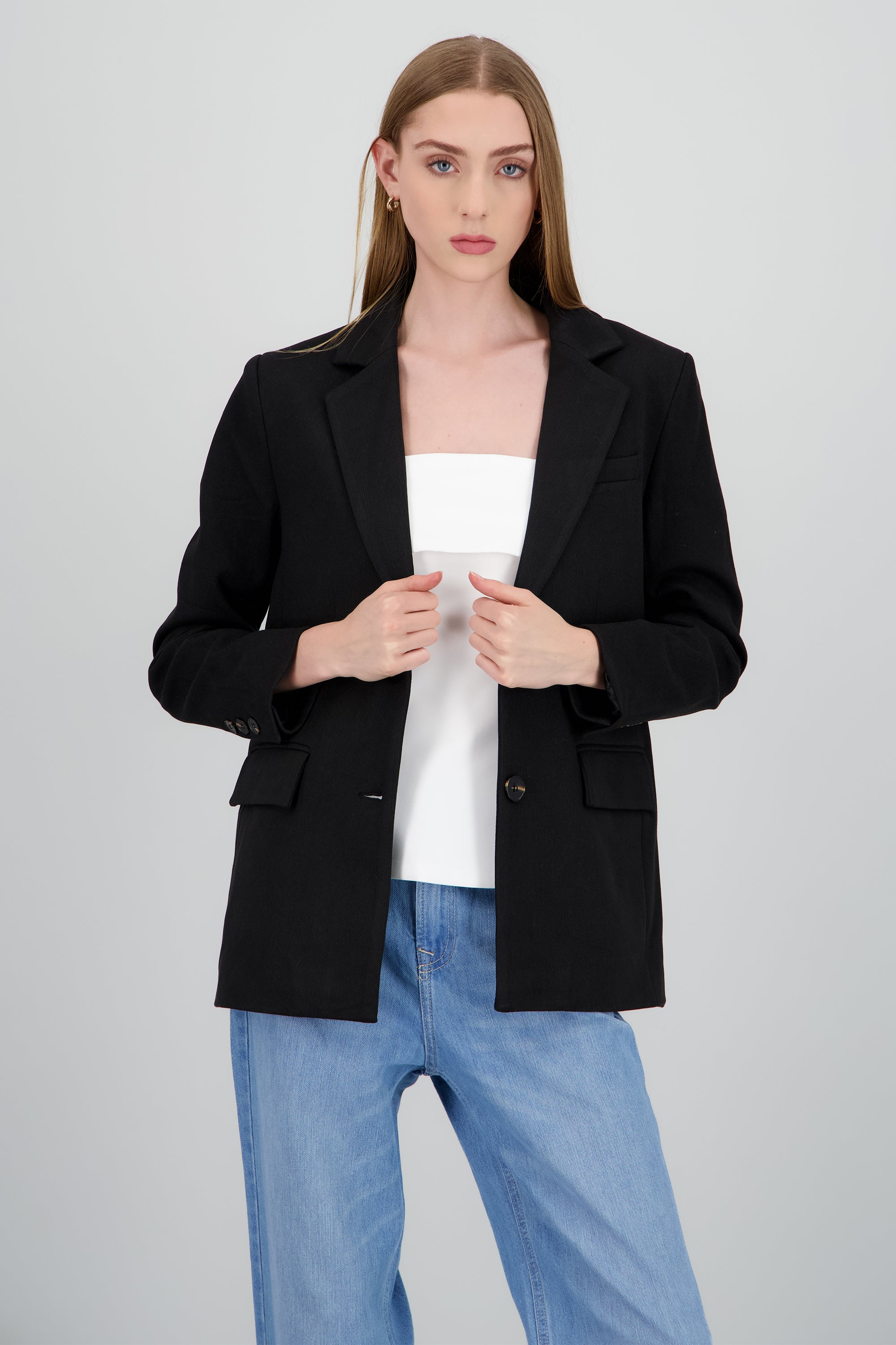 Saco oversized detalle textura NEGRO