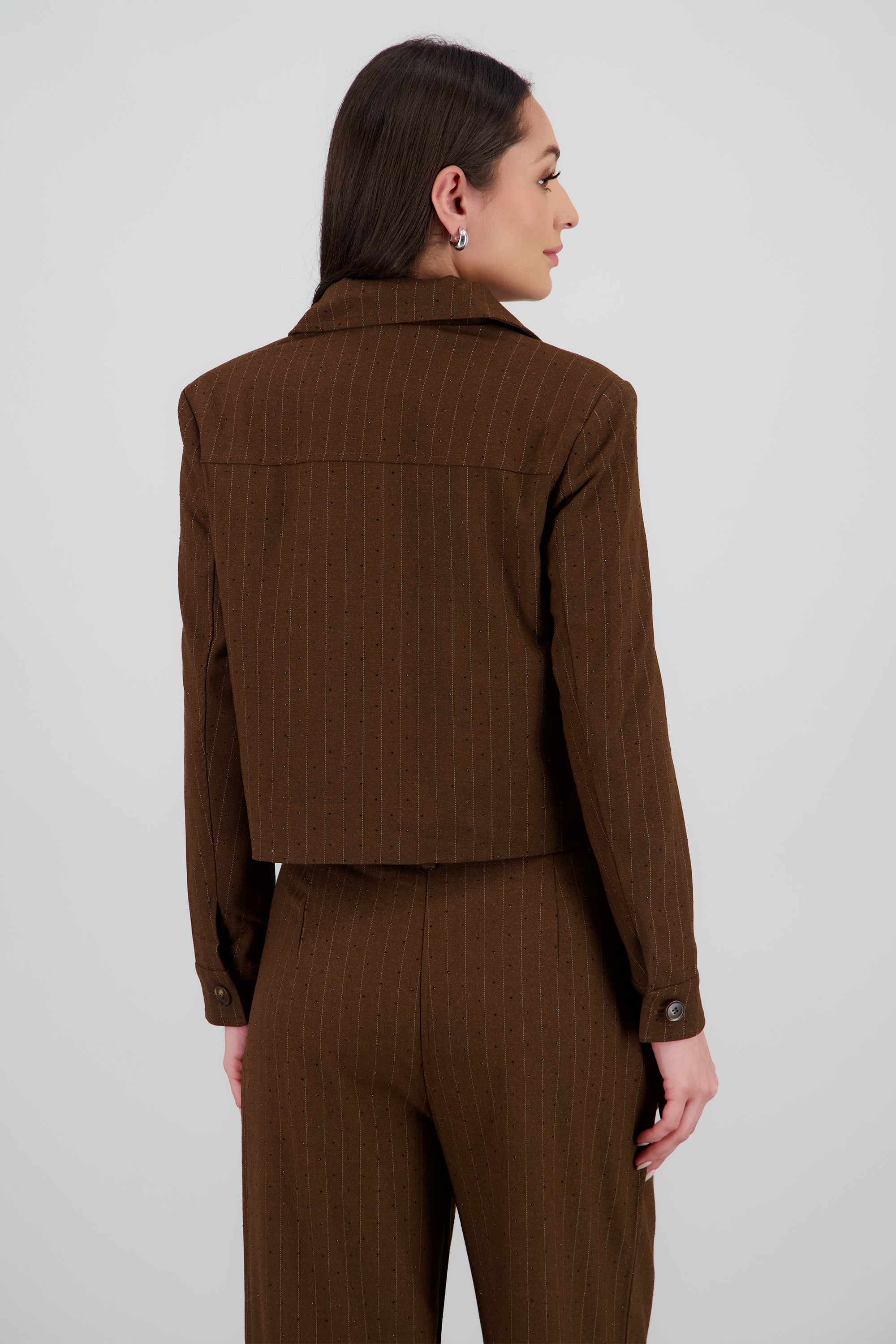 Camisa lisa m/l detalle tela CAFE