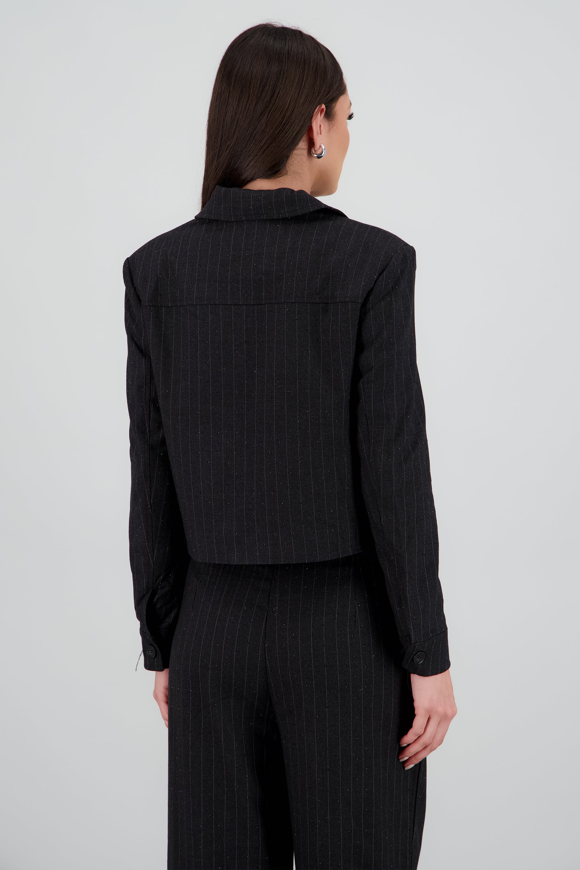 Camisa lisa m/l detalle tela NEGRO
