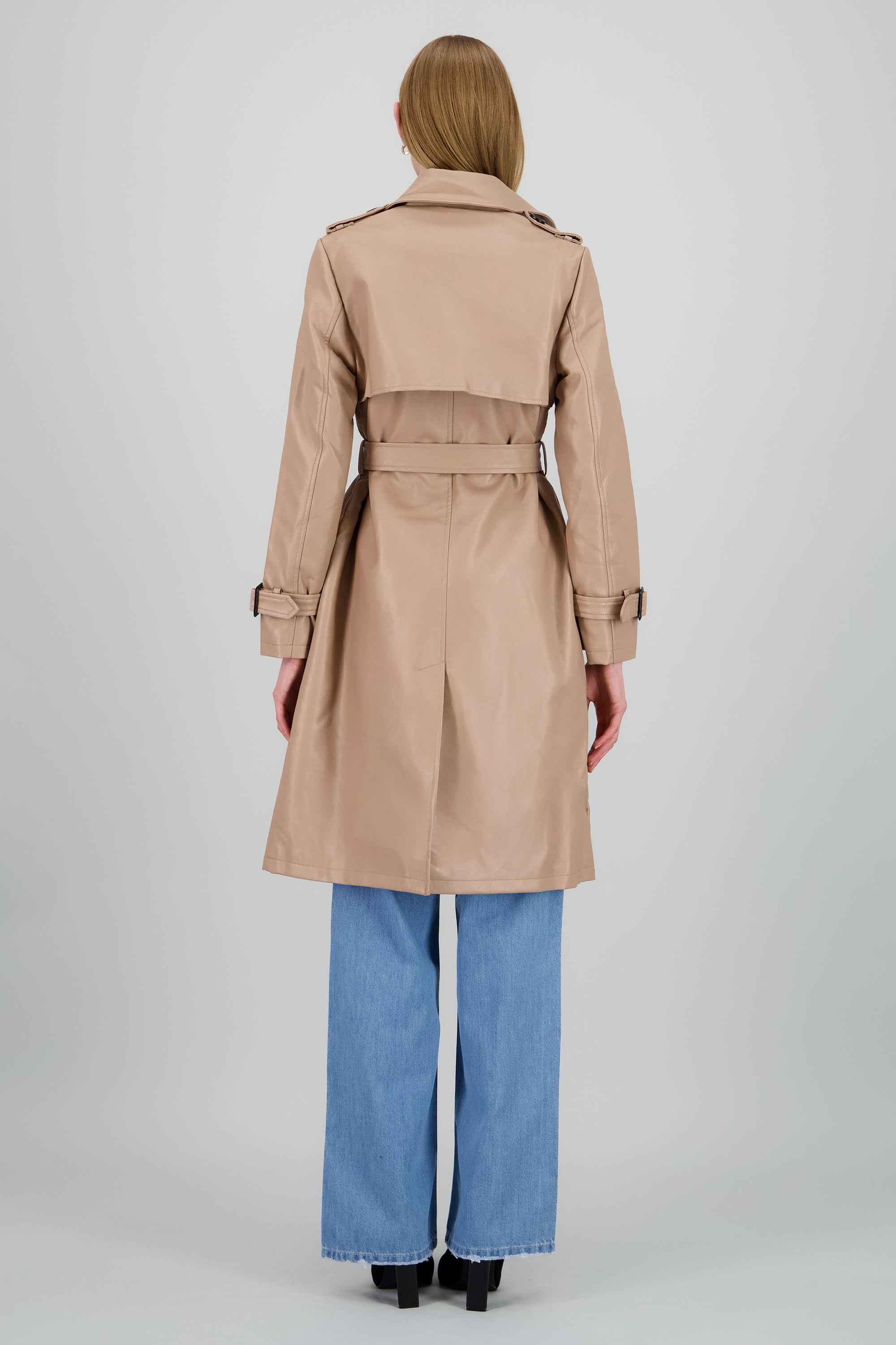 Gabardina larga pu lisa BEIGE