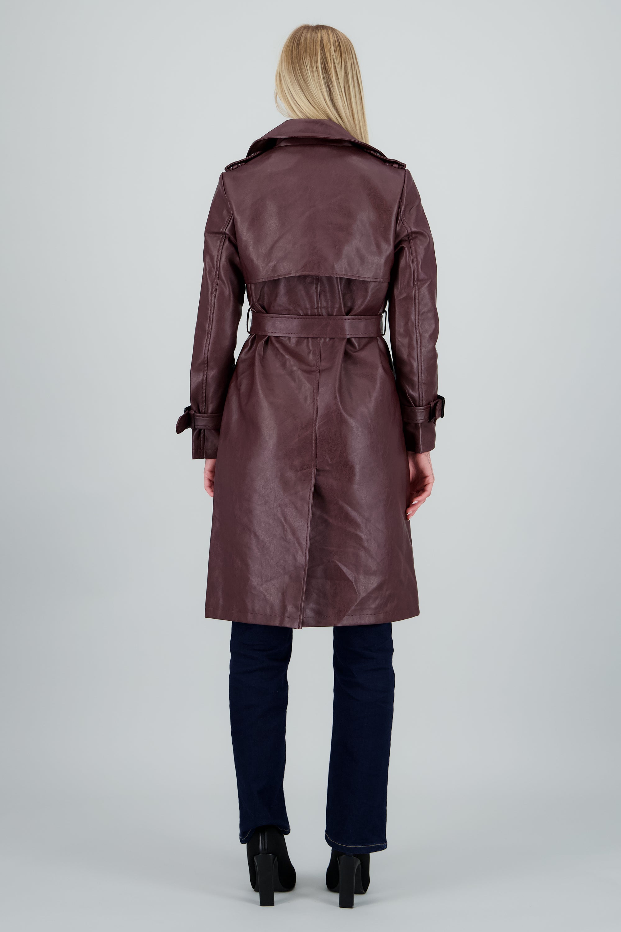 Gabardina larga pu lisa VINO