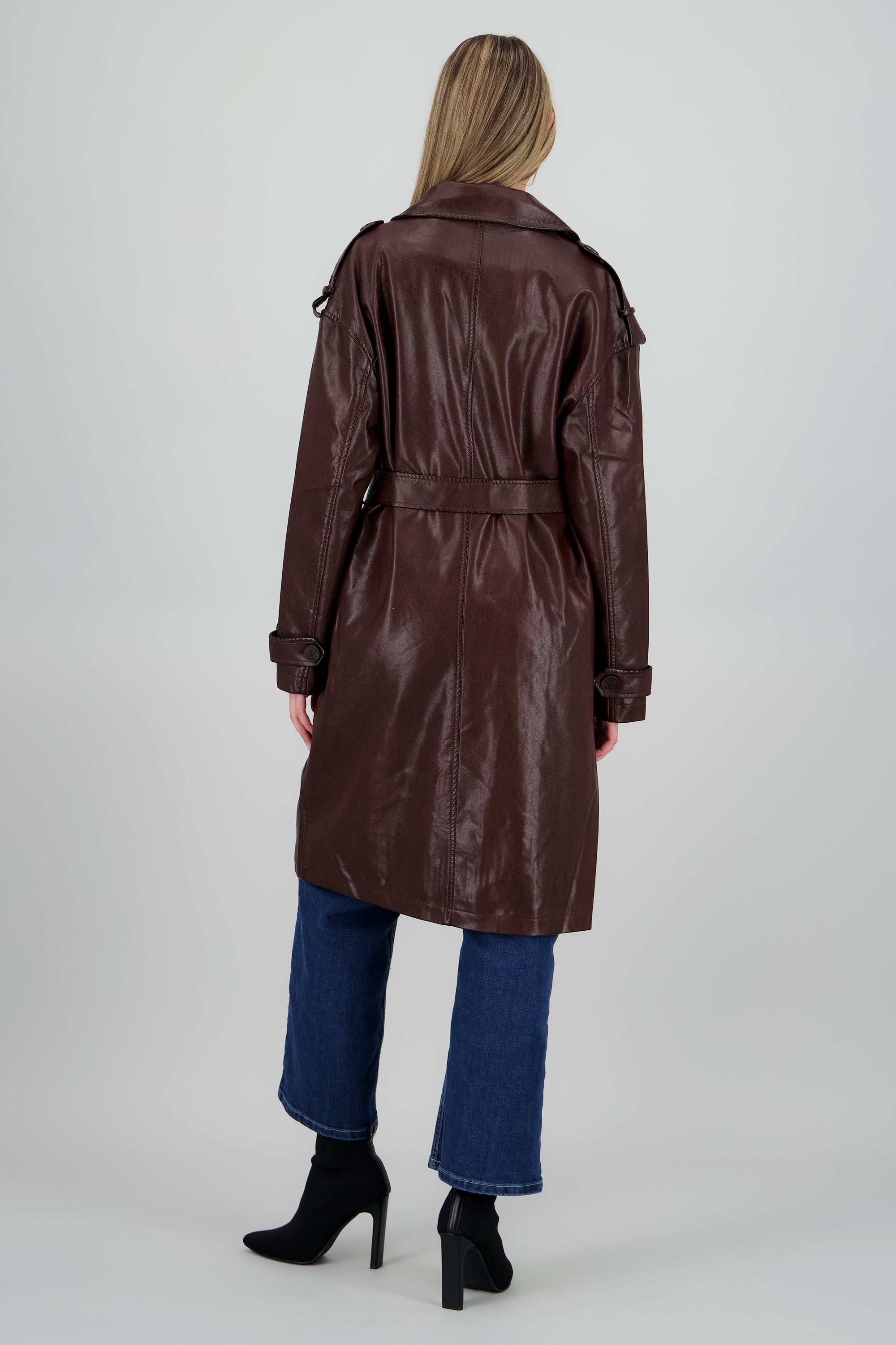 Gabardina lisa cruzada pu VINO